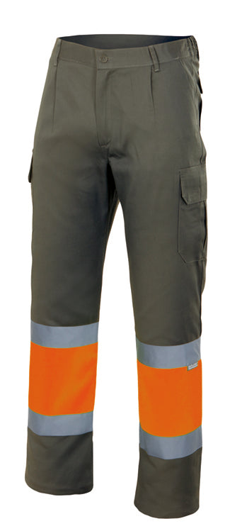 PANTALON BICOLORE DOUBLÉ HV VERT CHASSEUR