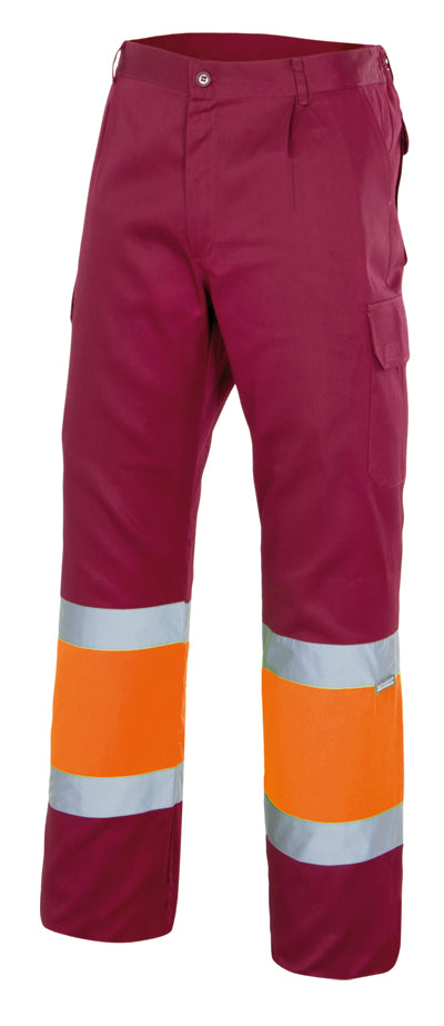 PANTALON BICOLORE DOUBLÉ HV GRENAT