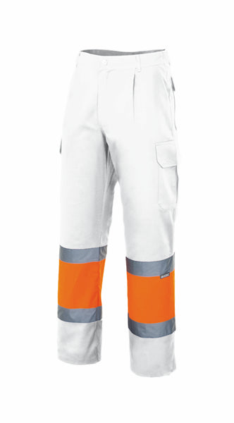 PANTALON BICOLORE HV BLANC