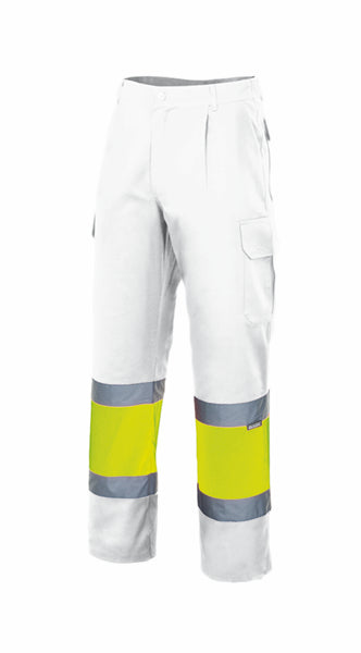 PANTALON BICOLORE HV BLANC