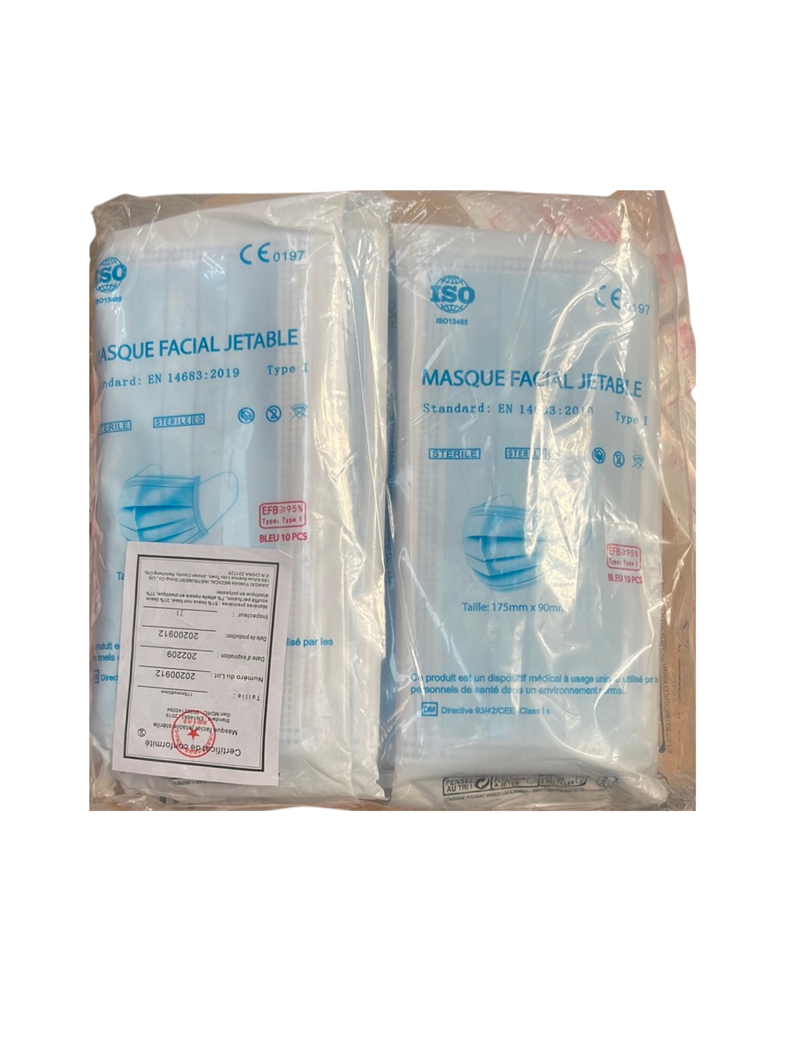 Type I sterile surgical mask - Blue - Ms Life - Bag of 50 masks (without box)