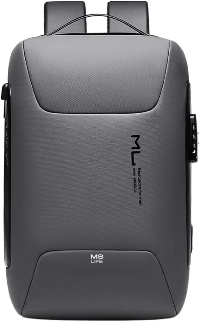 MS Life - Sac à Dos Ordinateur Portable 15,6 Pouces Antivol Étanche avec Port de Charge USB et Port de Casque pour Voyage Affaires École