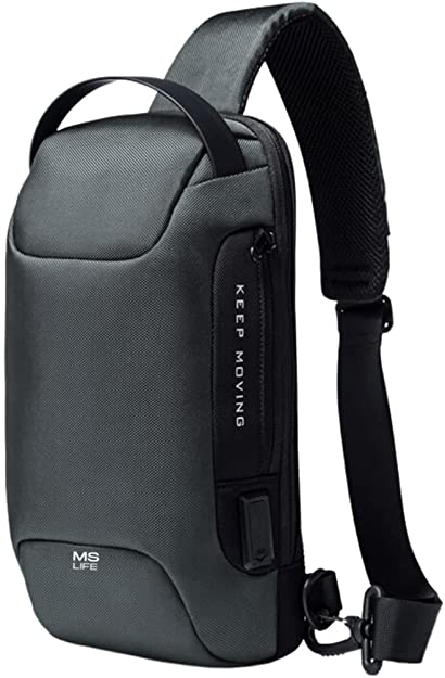 MS Life - Waterproof Anti-Theft Shoulder Bag for Sports Travel Men Women Anti-Theft Chest Bag with USB Charging Port Password Lock