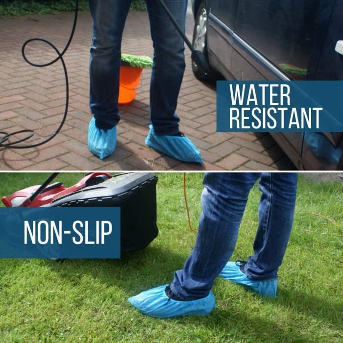 Premium Waterproof Disposable Shoe Covers for Shoes - One Size - Pack of 100