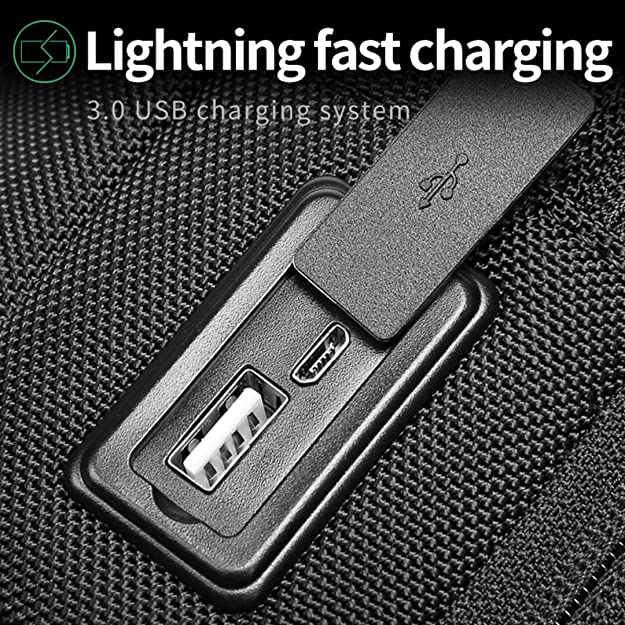 MS Life - Waterproof Anti-Theft Shoulder Bag for Sports Travel Men Women Anti-Theft Chest Bag with USB Charging Port Password Lock