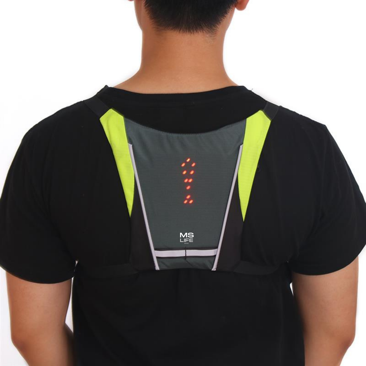Gilet de Cyclisme USB Rechargeable Réfléchissant Sac à Dos avec LED Clignotant
