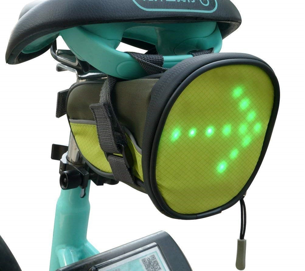 Lightweight Reflective Bike Saddle Bag, USB Rechargeable, with LED Signal Light