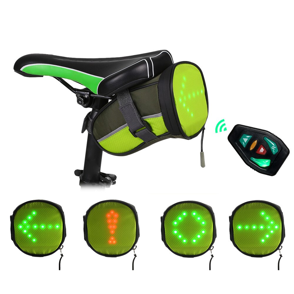 Lightweight Reflective Bike Saddle Bag, USB Rechargeable, with LED Signal Light