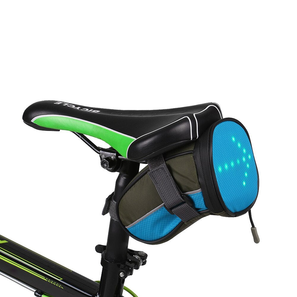 Lightweight Reflective Bike Saddle Bag, USB Rechargeable, with LED Signal Light