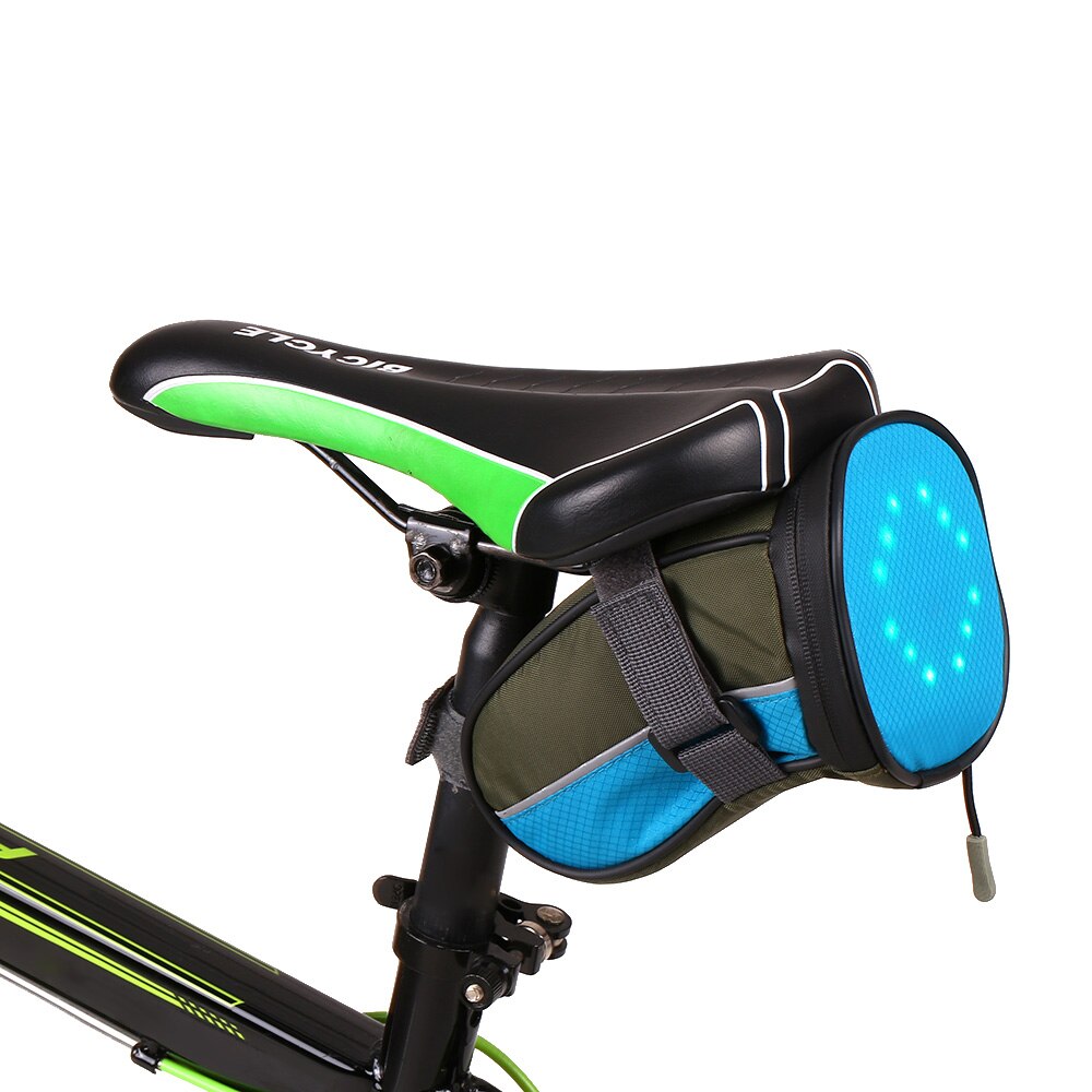 Lightweight Reflective Bike Saddle Bag, USB Rechargeable, with LED Signal Light