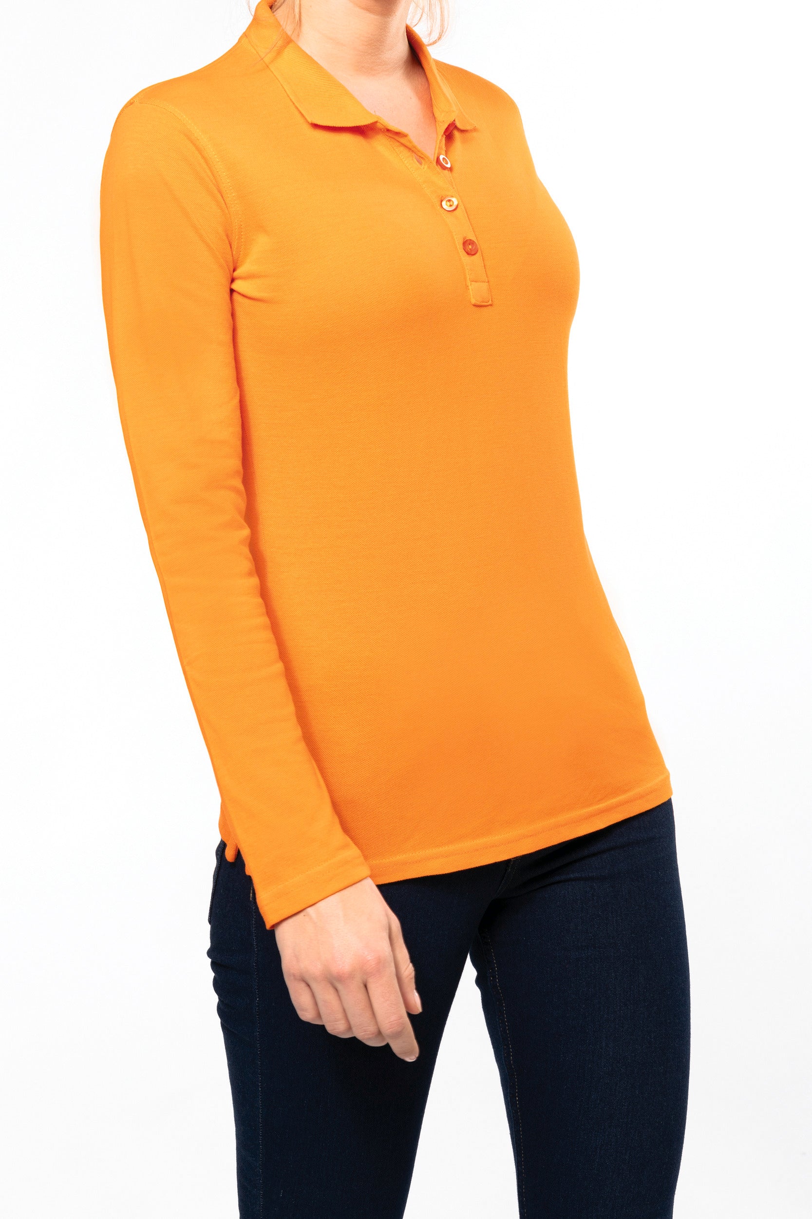 Women's long-sleeved piqué polo shirt