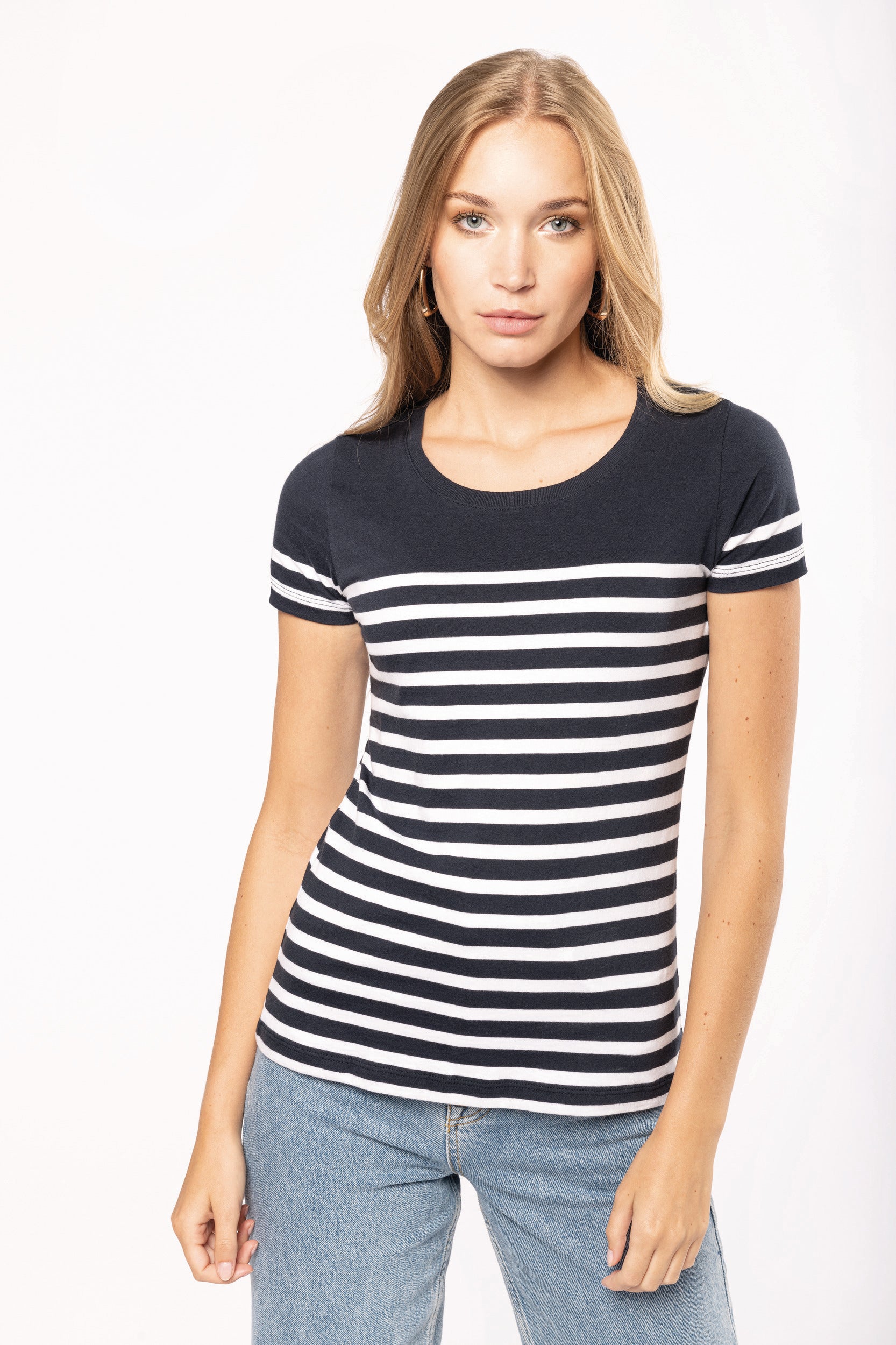 T-shirt marin col rond Bio femme