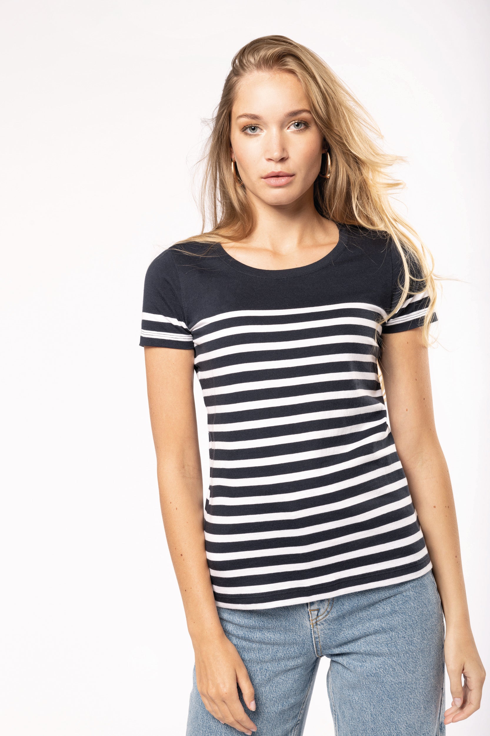 T-shirt marin col rond Bio femme