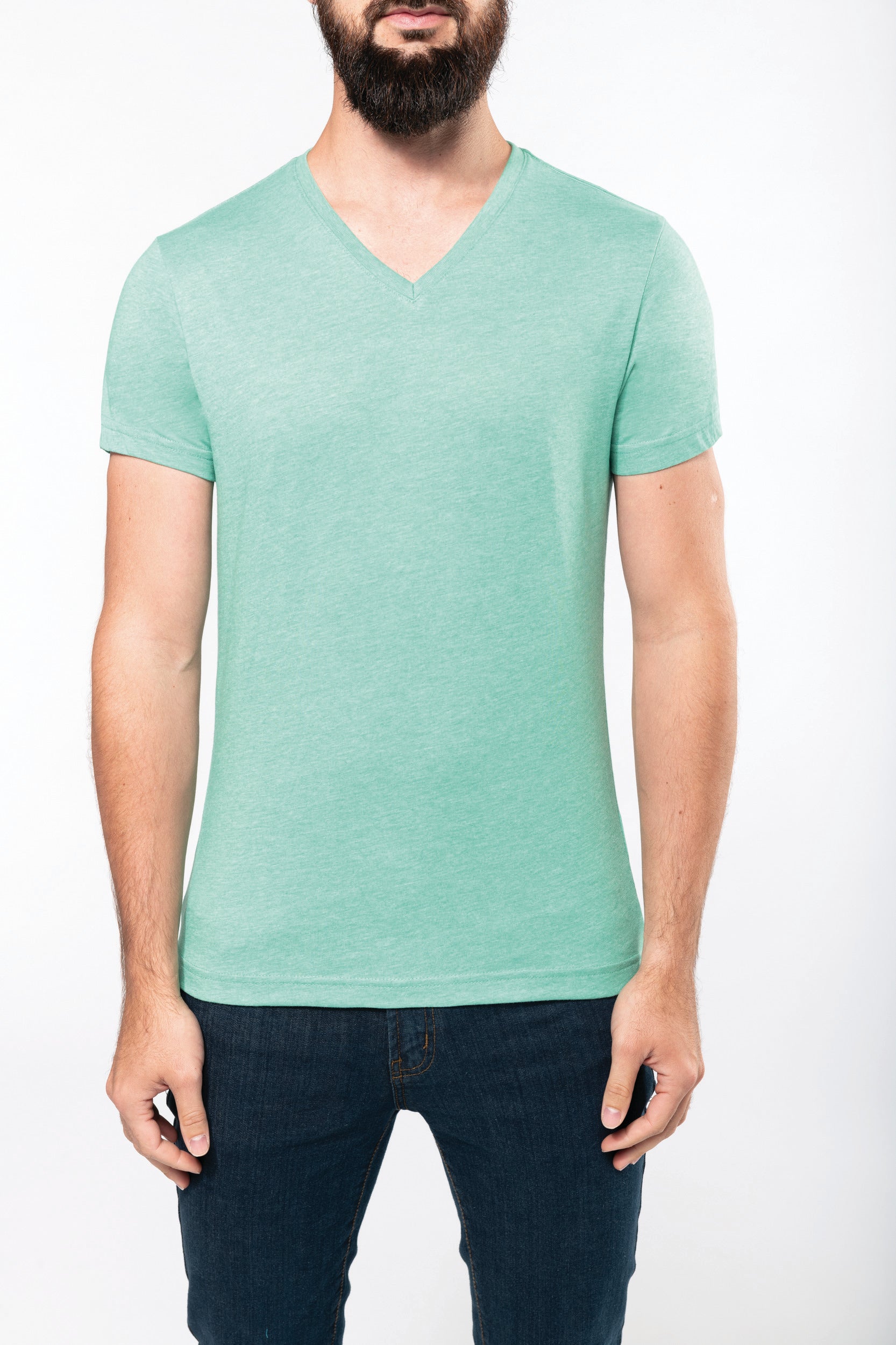 T-shirt col V manches courtes "mélange" homme
