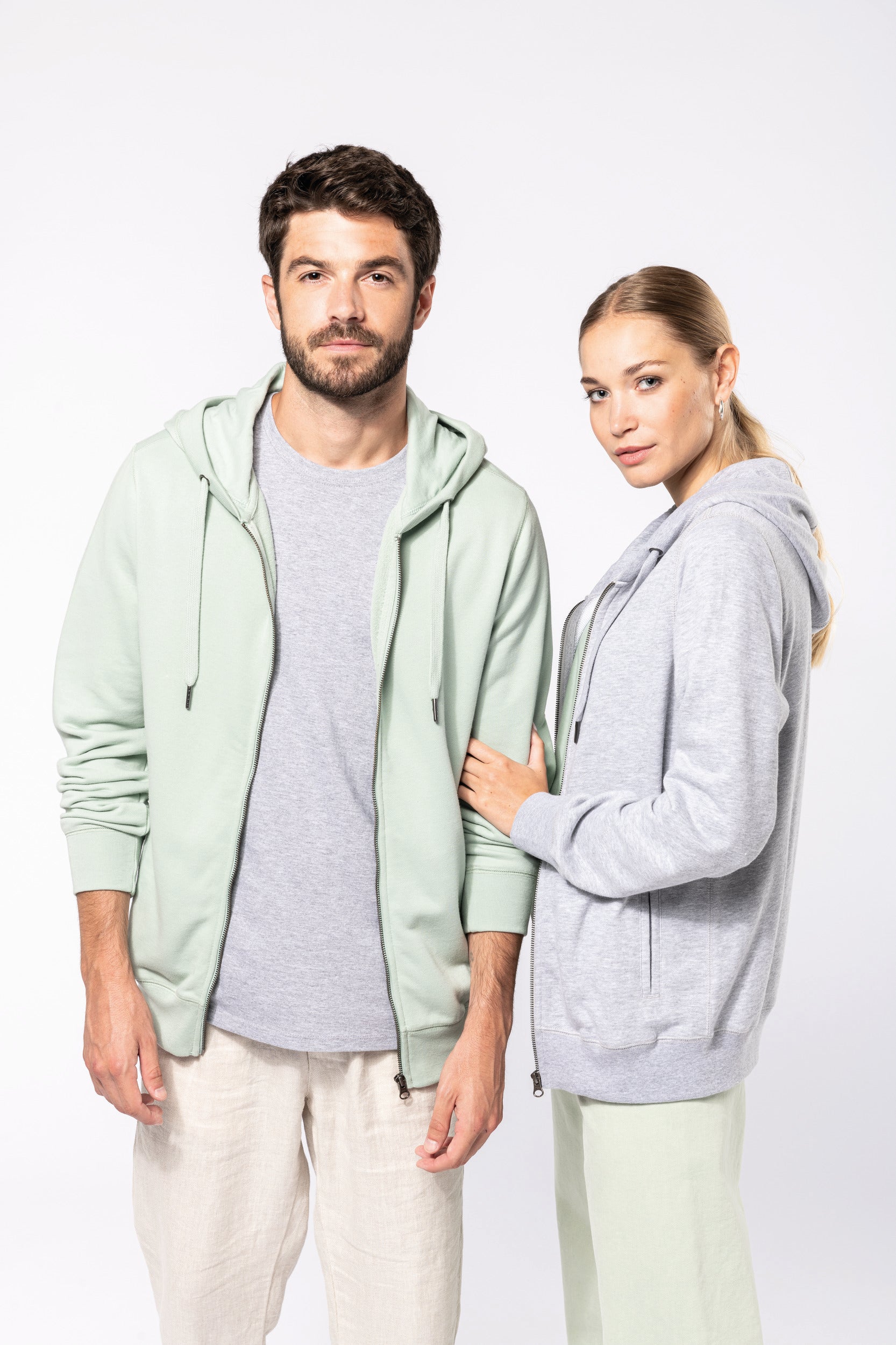 Uniseks ecologisch verantwoord French Terry sweatshirt met capuchon en rits