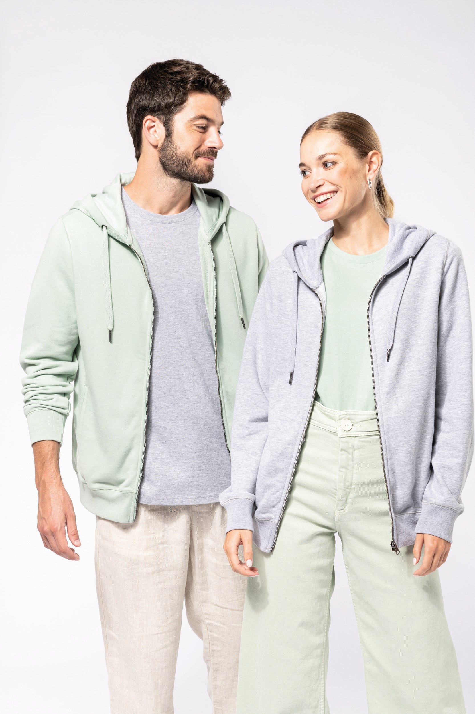 Uniseks ecologisch verantwoord French Terry sweatshirt met capuchon en rits