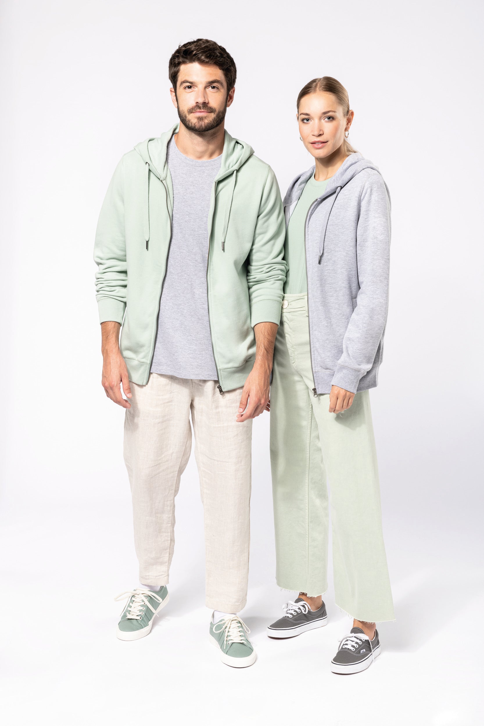 Uniseks ecologisch verantwoord French Terry sweatshirt met capuchon en rits