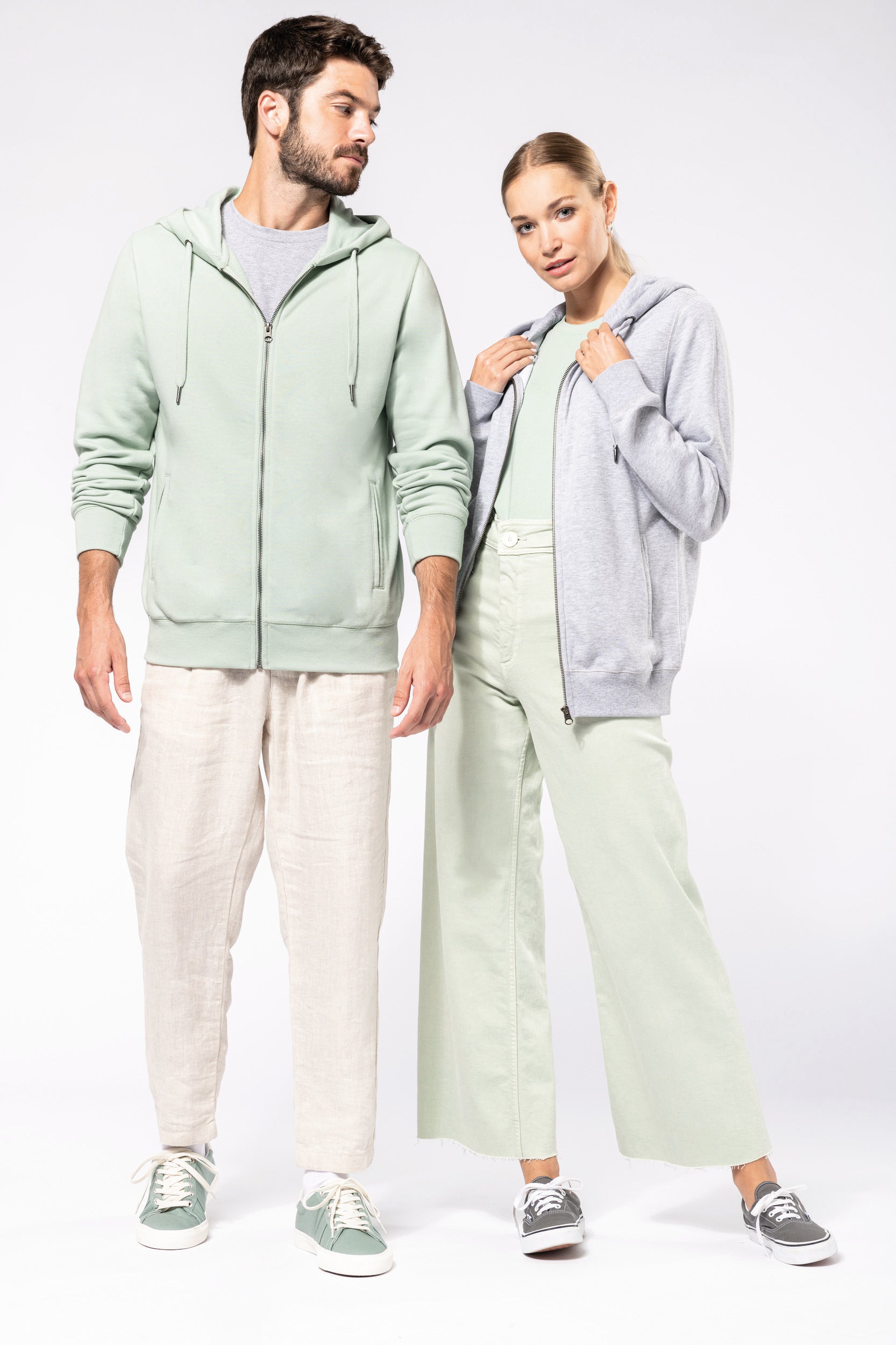 Uniseks ecologisch verantwoord French Terry sweatshirt met capuchon en rits