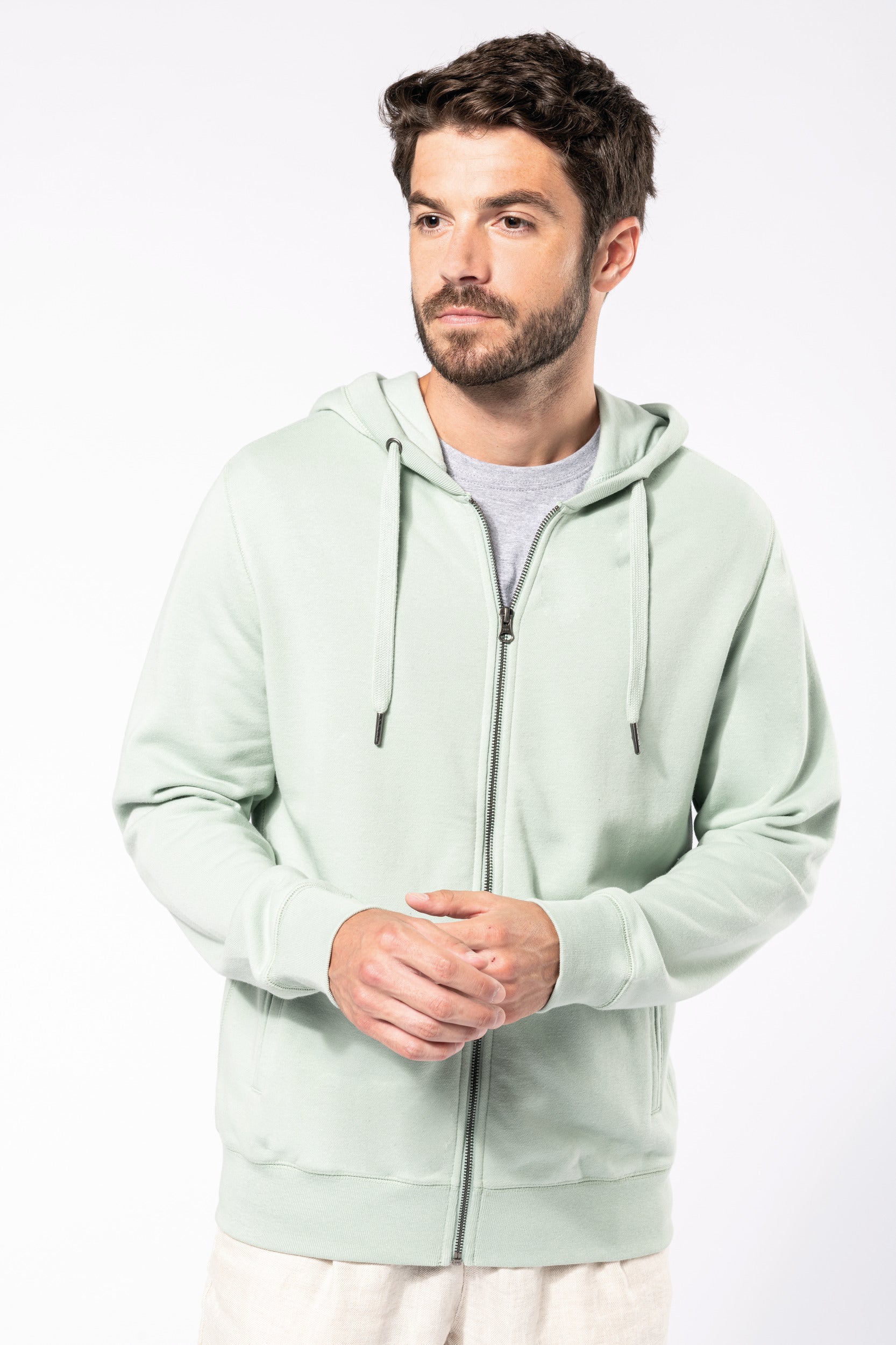 Uniseks ecologisch verantwoord French Terry sweatshirt met capuchon en rits