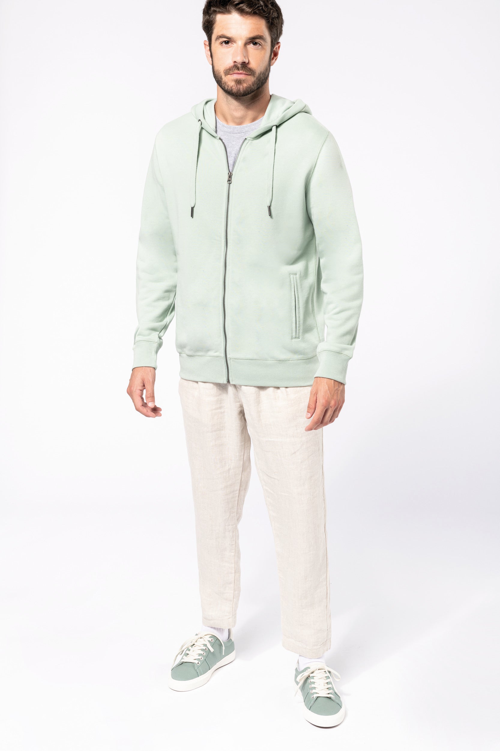 Uniseks ecologisch verantwoord French Terry sweatshirt met capuchon en rits