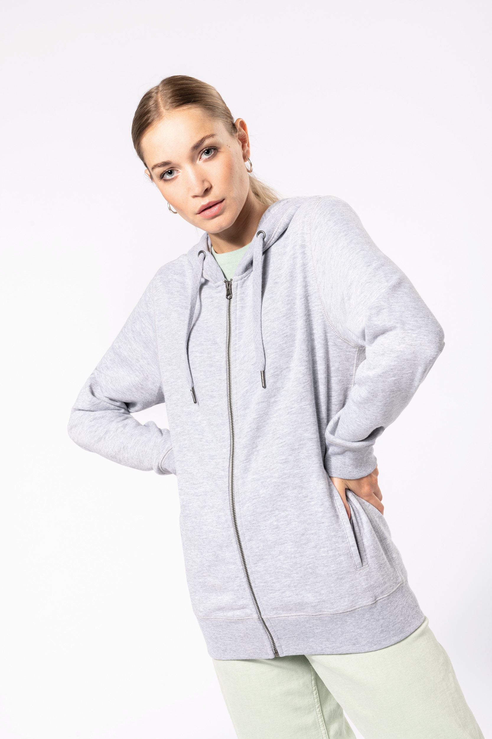 Uniseks ecologisch verantwoord French Terry sweatshirt met capuchon en rits