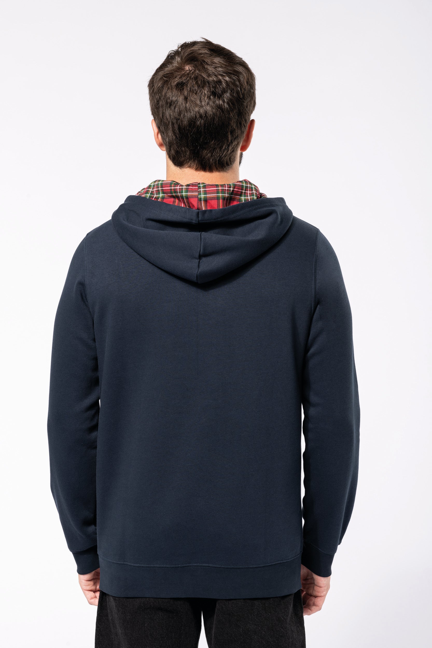 Uniseks sweatshirt met capuchon en contrasterend patroon