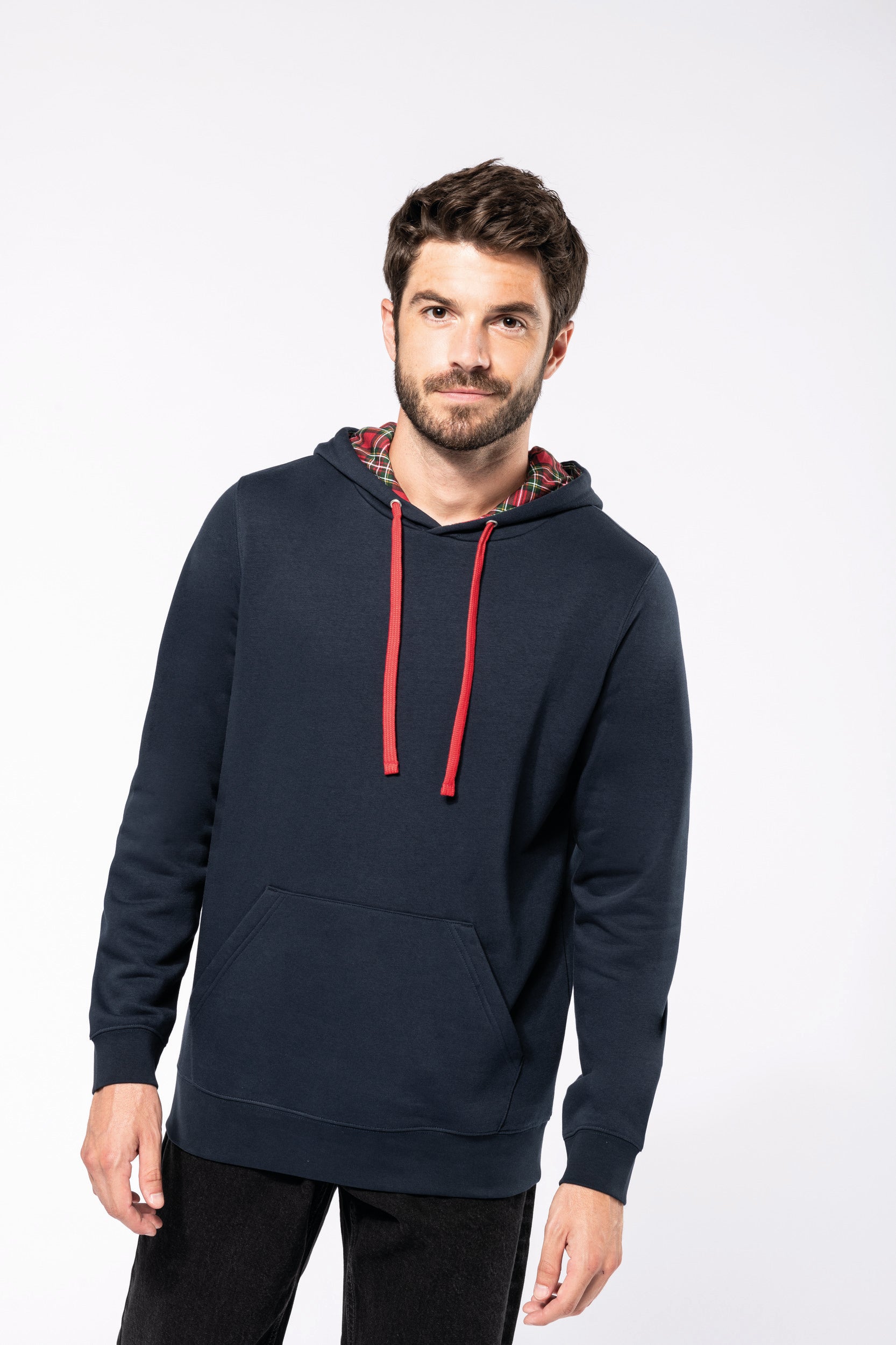 Uniseks sweatshirt met capuchon en contrasterend patroon
