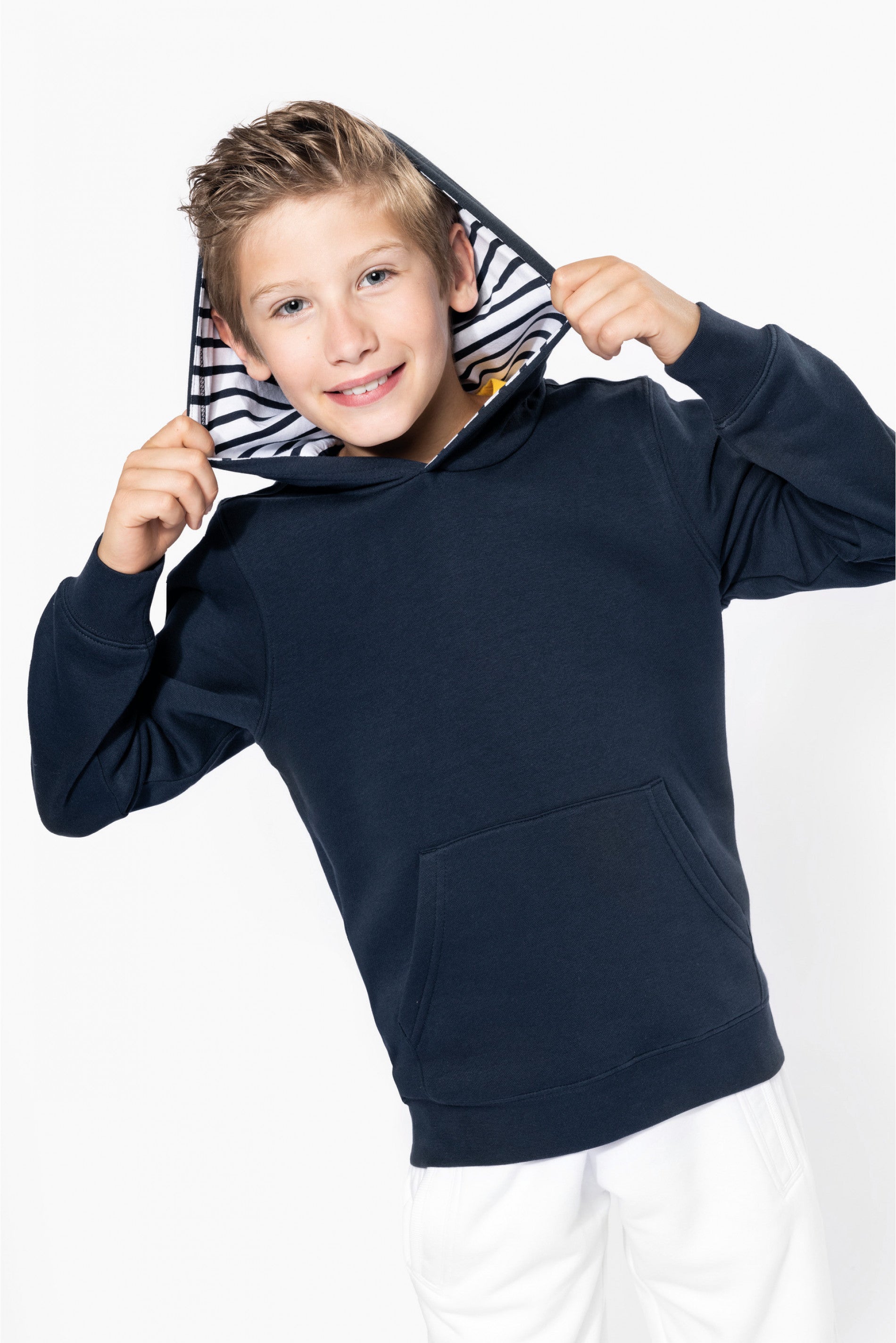 Uniseks sweatshirt met contrasterende capuchon voor kinderen