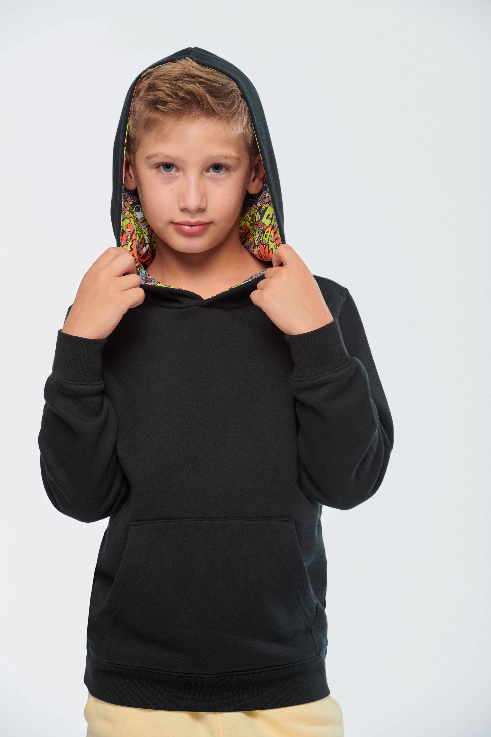 Uniseks sweatshirt met contrasterende capuchon voor kinderen