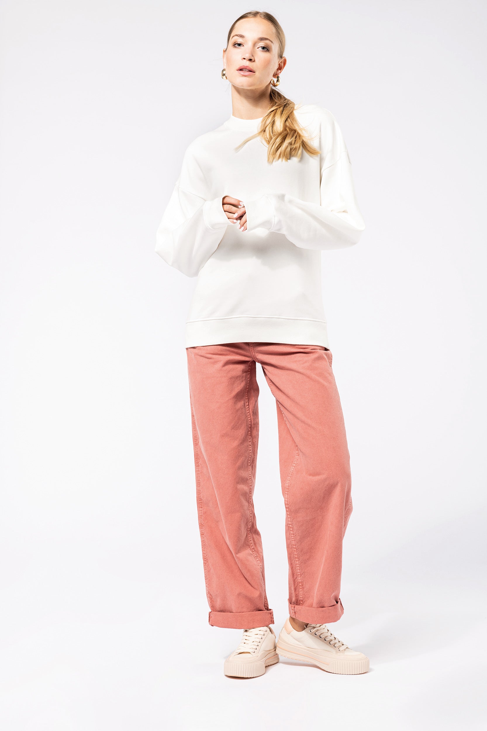 Uniseks milieuvriendelijk oversized sweatshirt met ronde hals