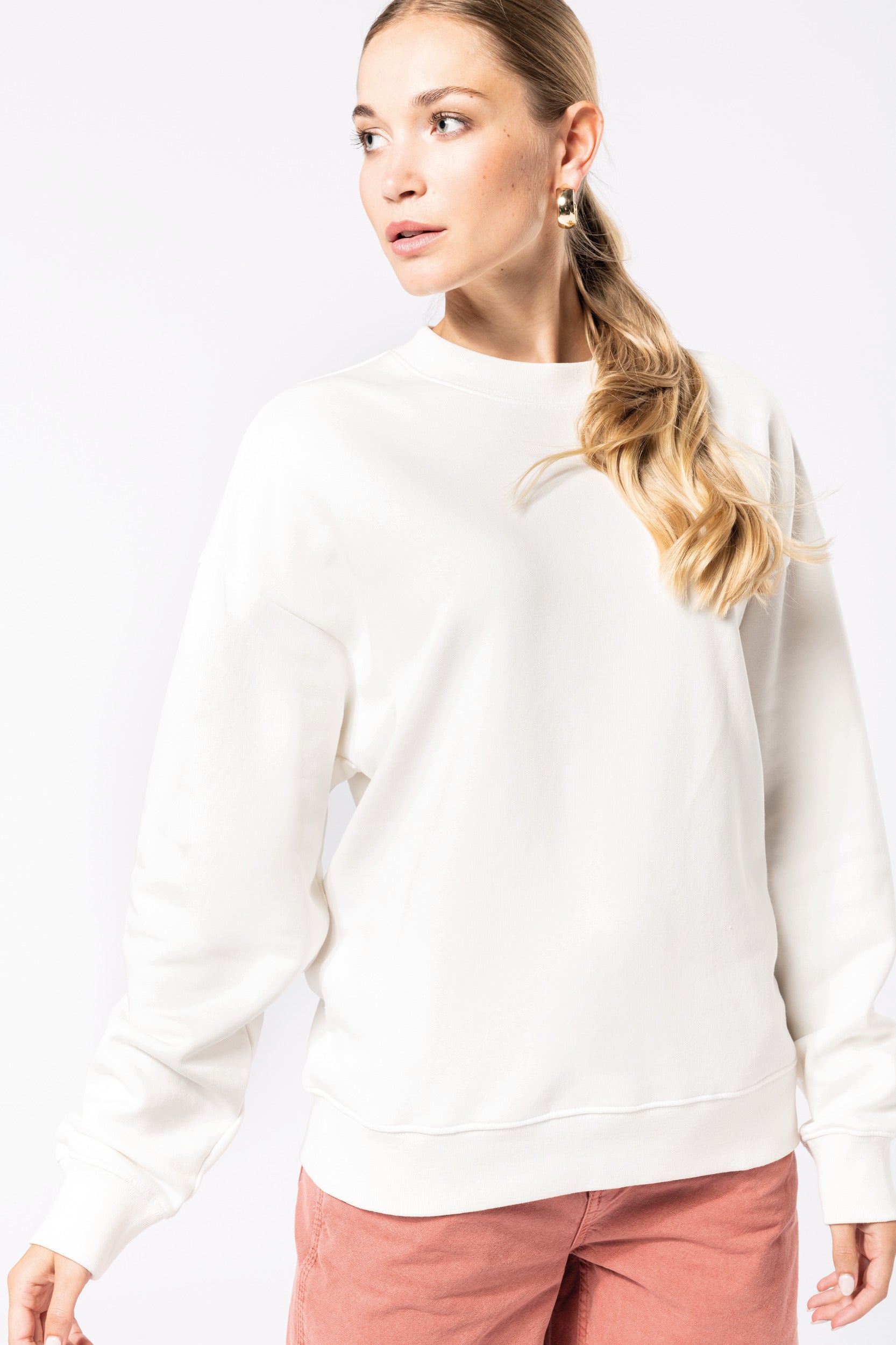 Uniseks milieuvriendelijk oversized sweatshirt met ronde hals