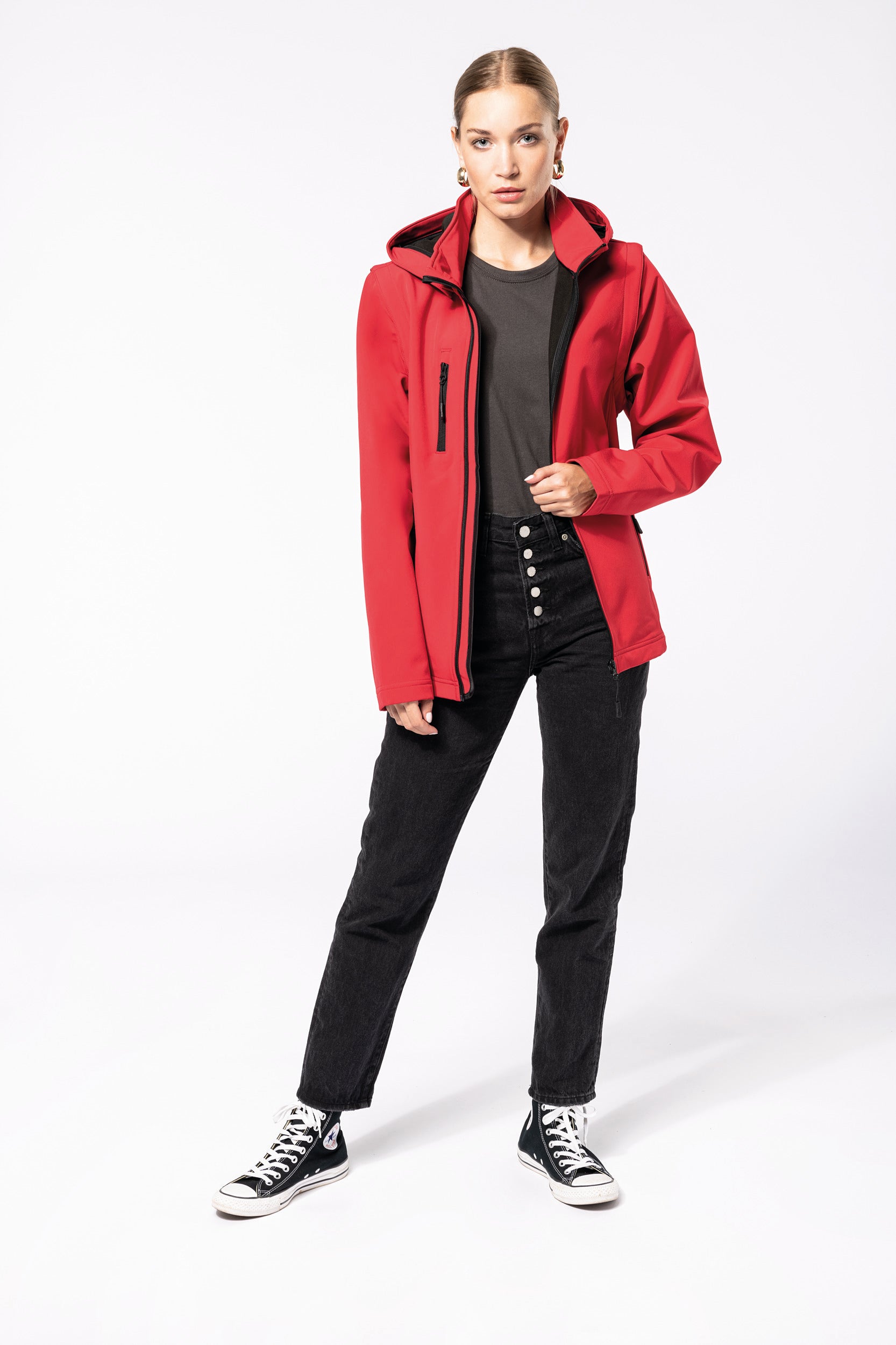 Veste Softshell 3 couches à capuche avec manches amovibles unisexe