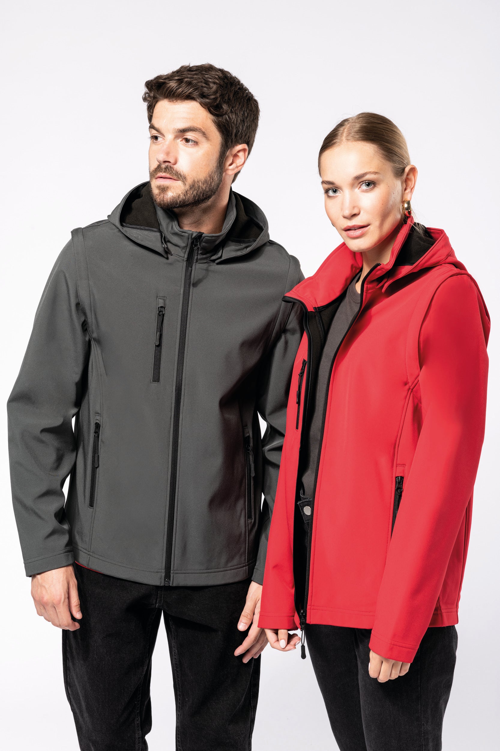 Veste Softshell 3 couches à capuche avec manches amovibles unisexe