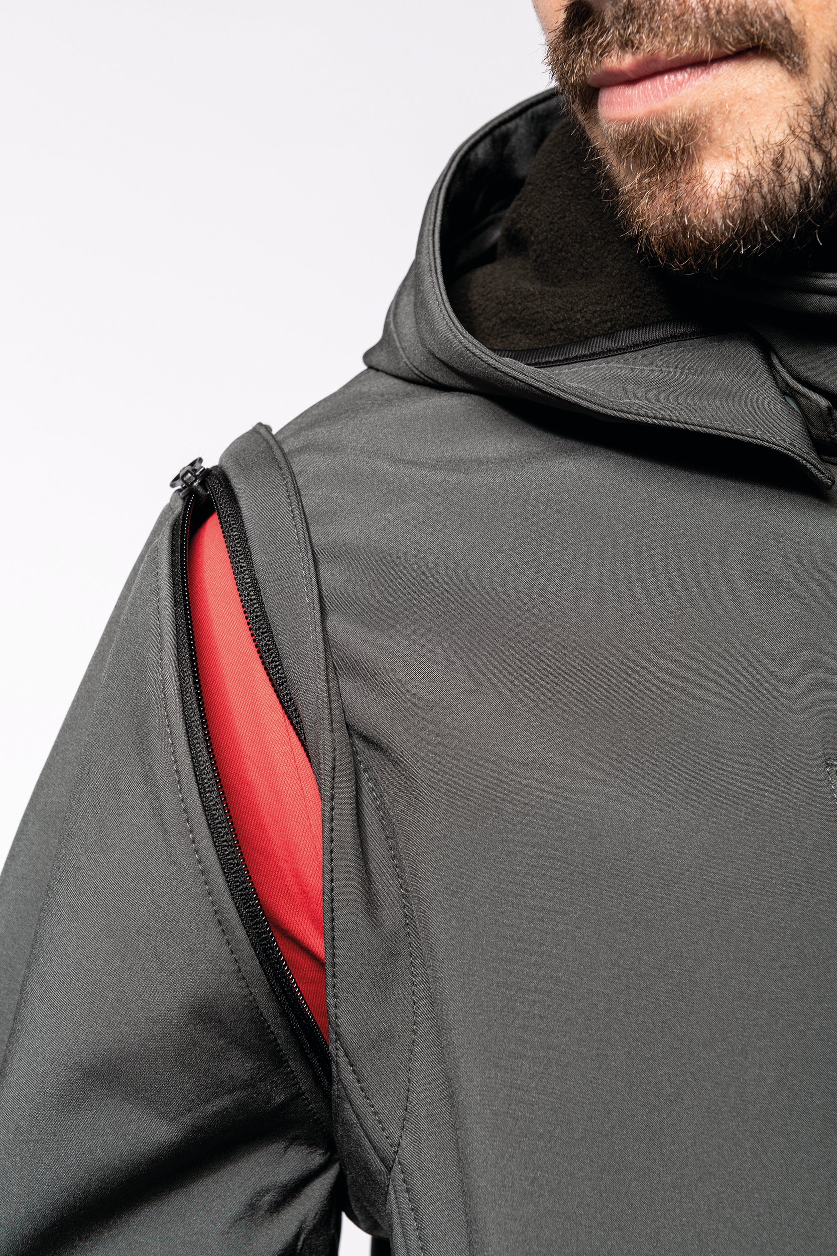 Veste Softshell 3 couches à capuche avec manches amovibles unisexe