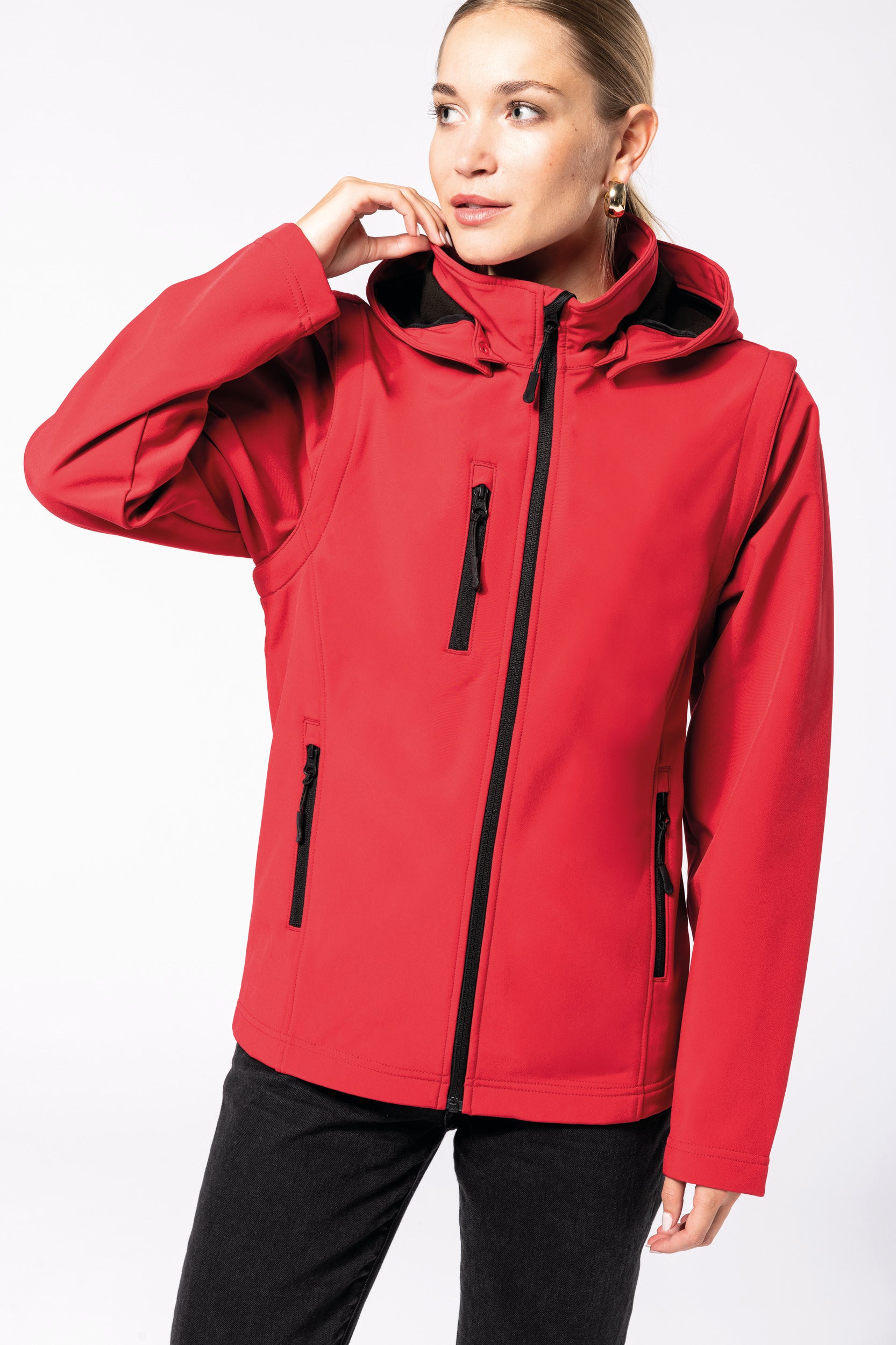 Veste Softshell 3 couches à capuche avec manches amovibles unisexe