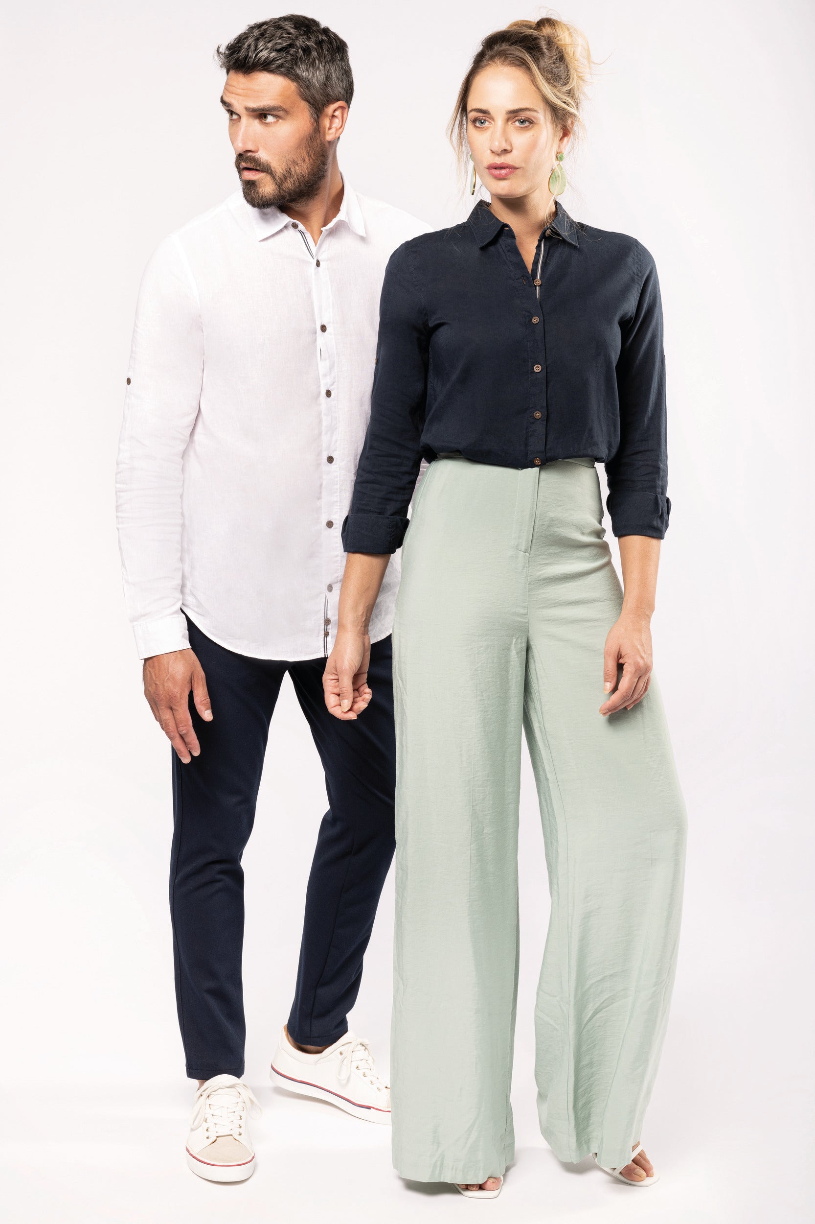 Chemise lin et coton manches longues femme