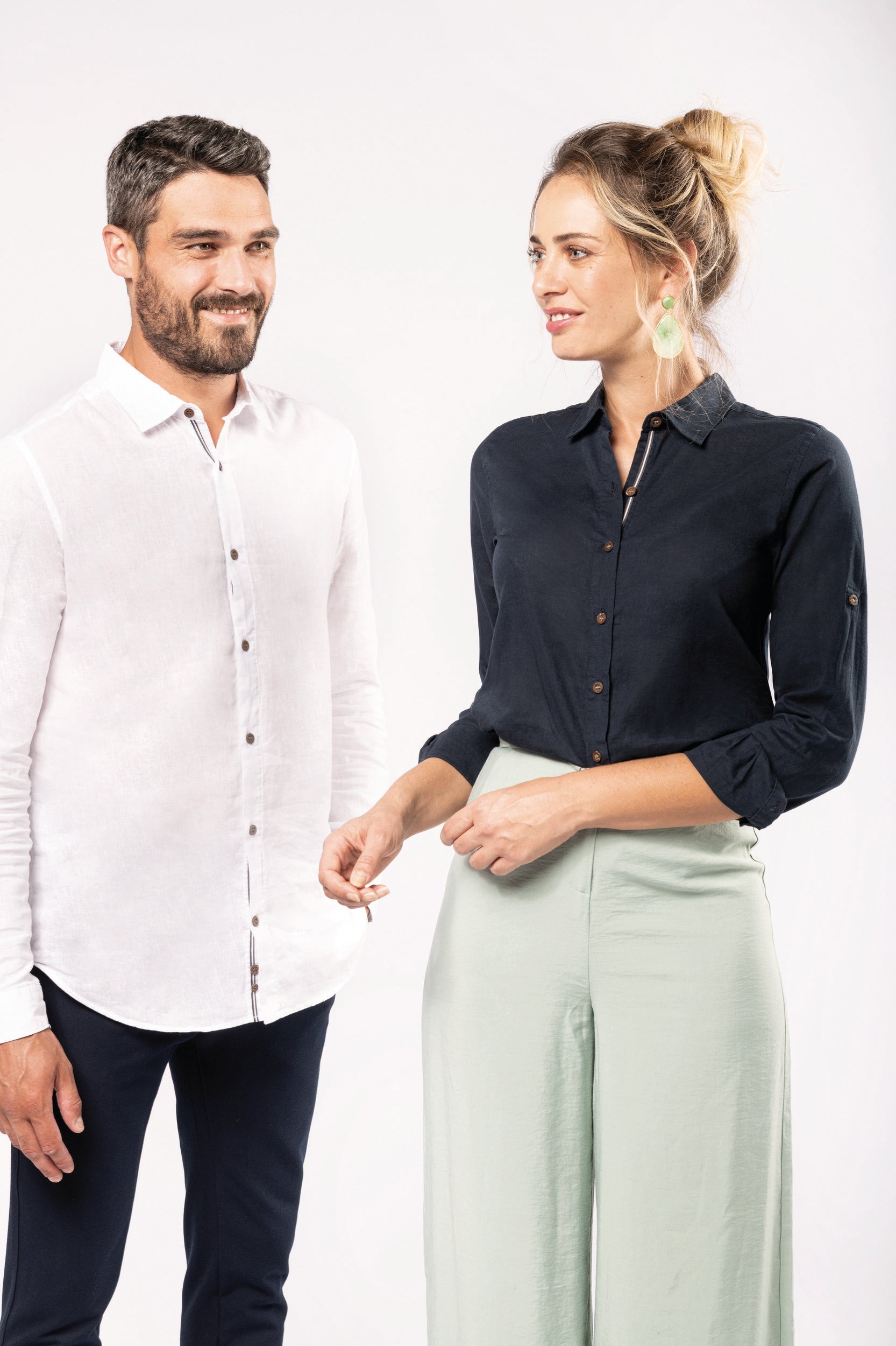 Chemise lin et coton manches longues femme