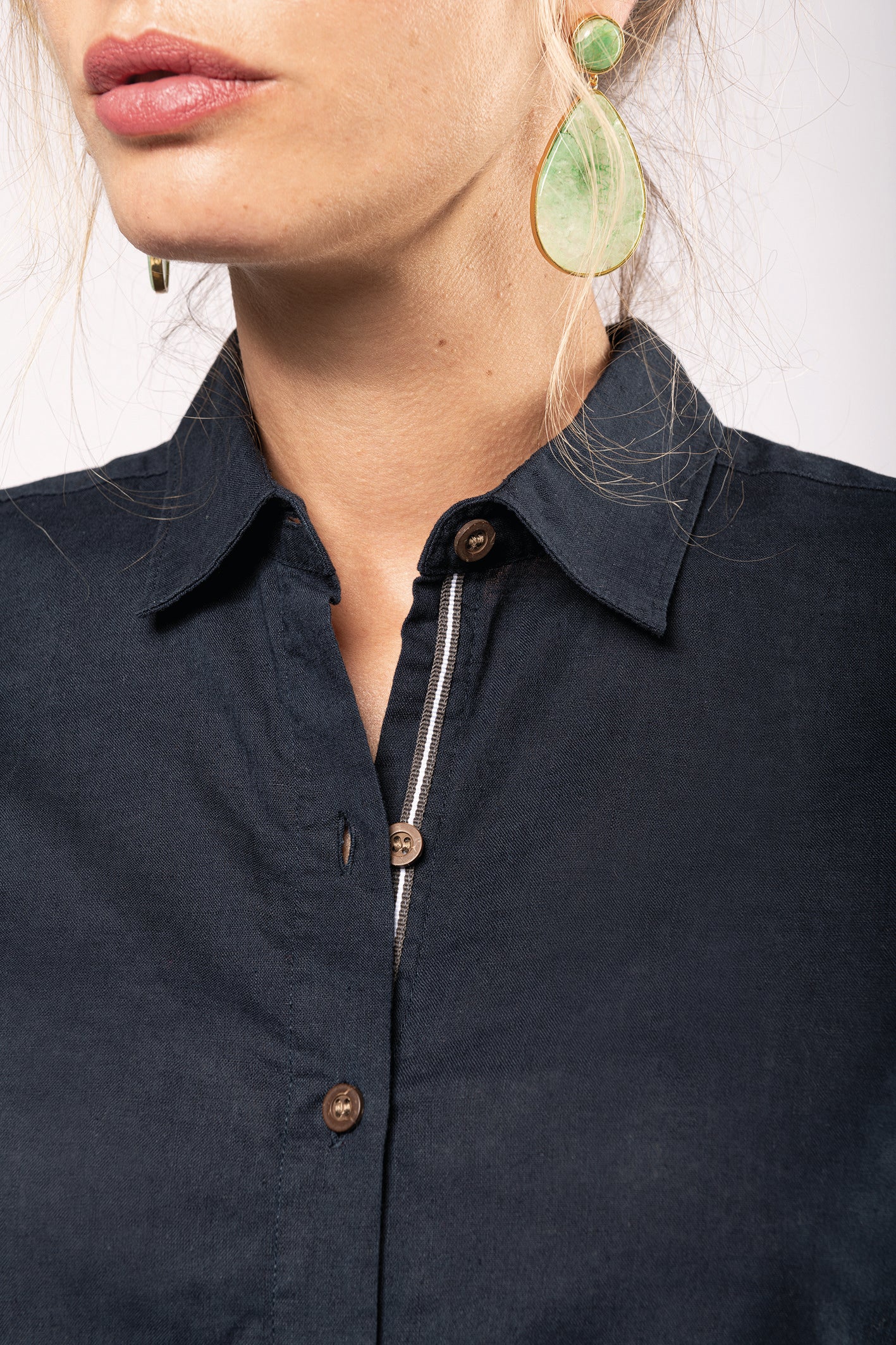 Chemise lin et coton manches longues femme