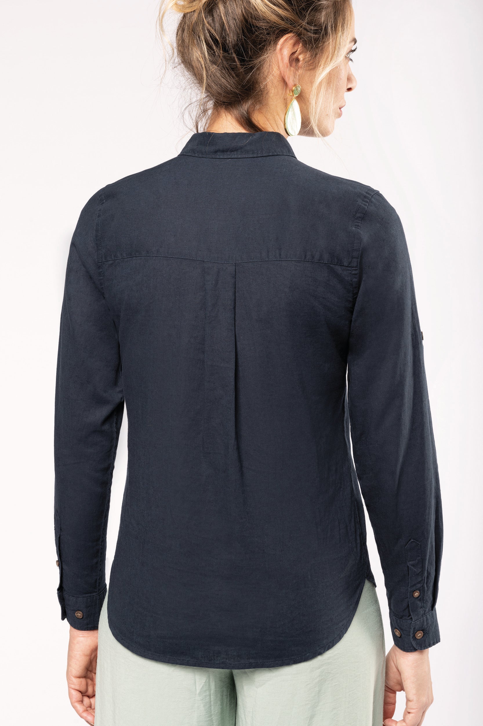 Chemise lin et coton manches longues femme