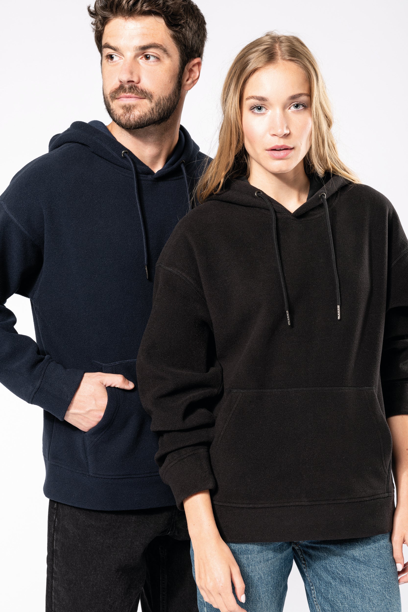 Uniseks gerecycled microfleece oversized sweatshirt met capuchon