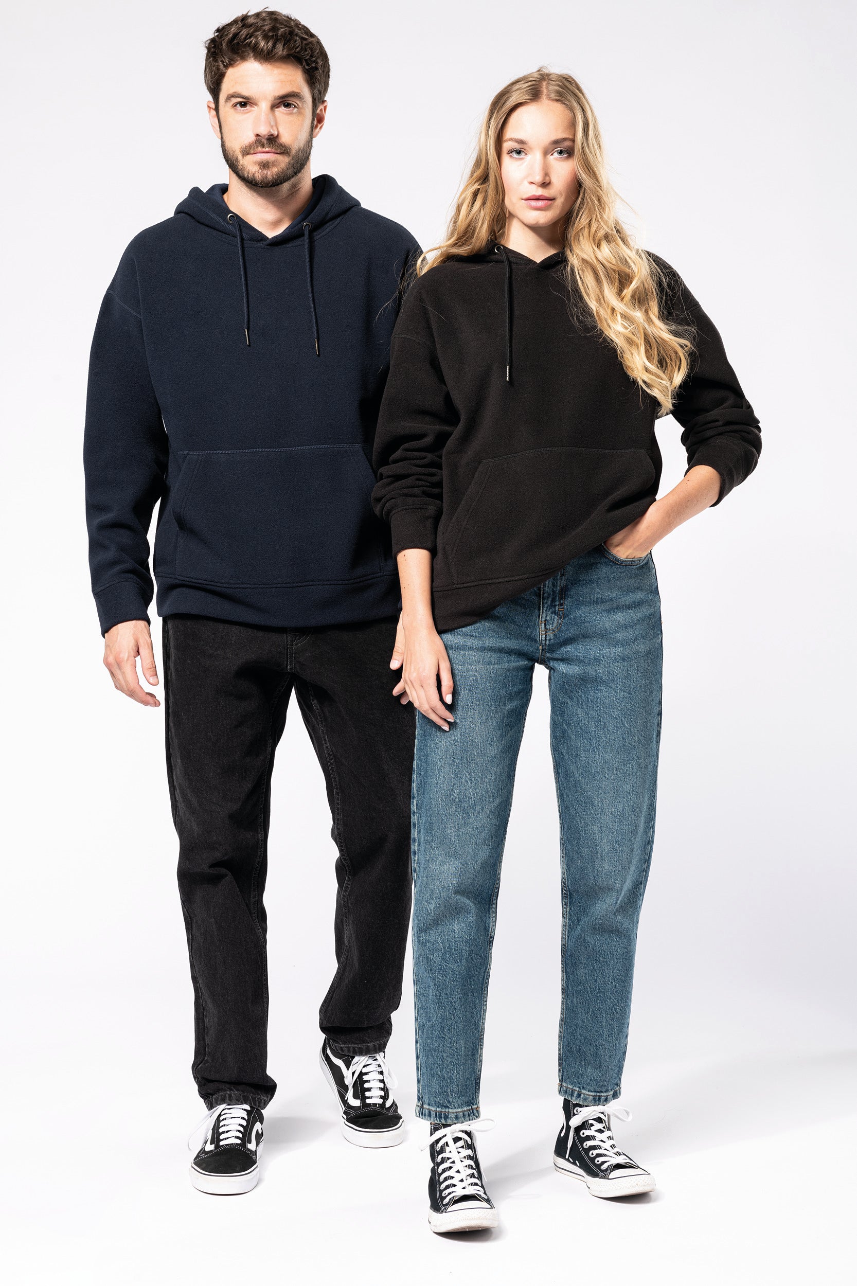 Uniseks gerecycled microfleece oversized sweatshirt met capuchon