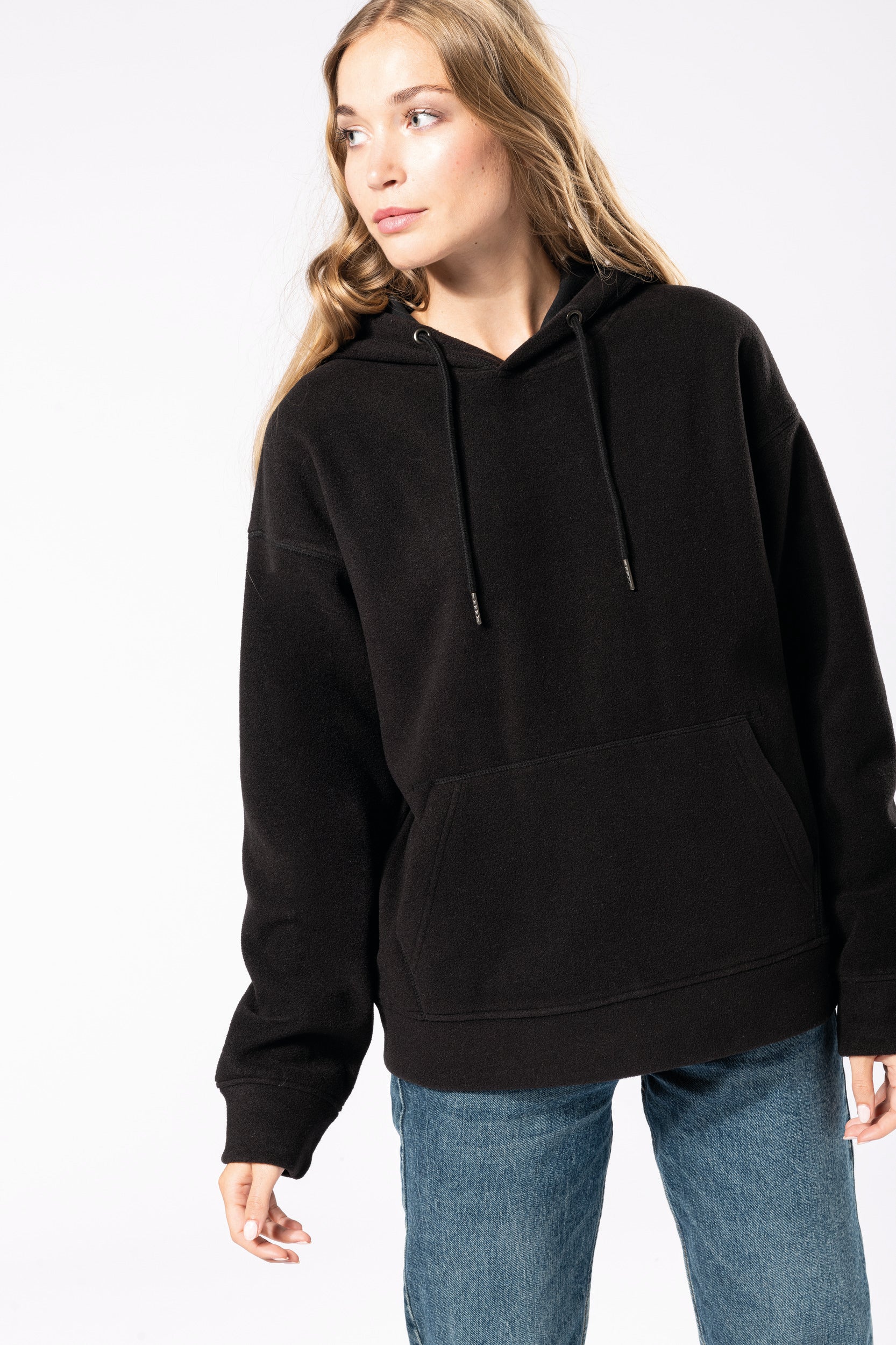 Uniseks gerecycled microfleece oversized sweatshirt met capuchon