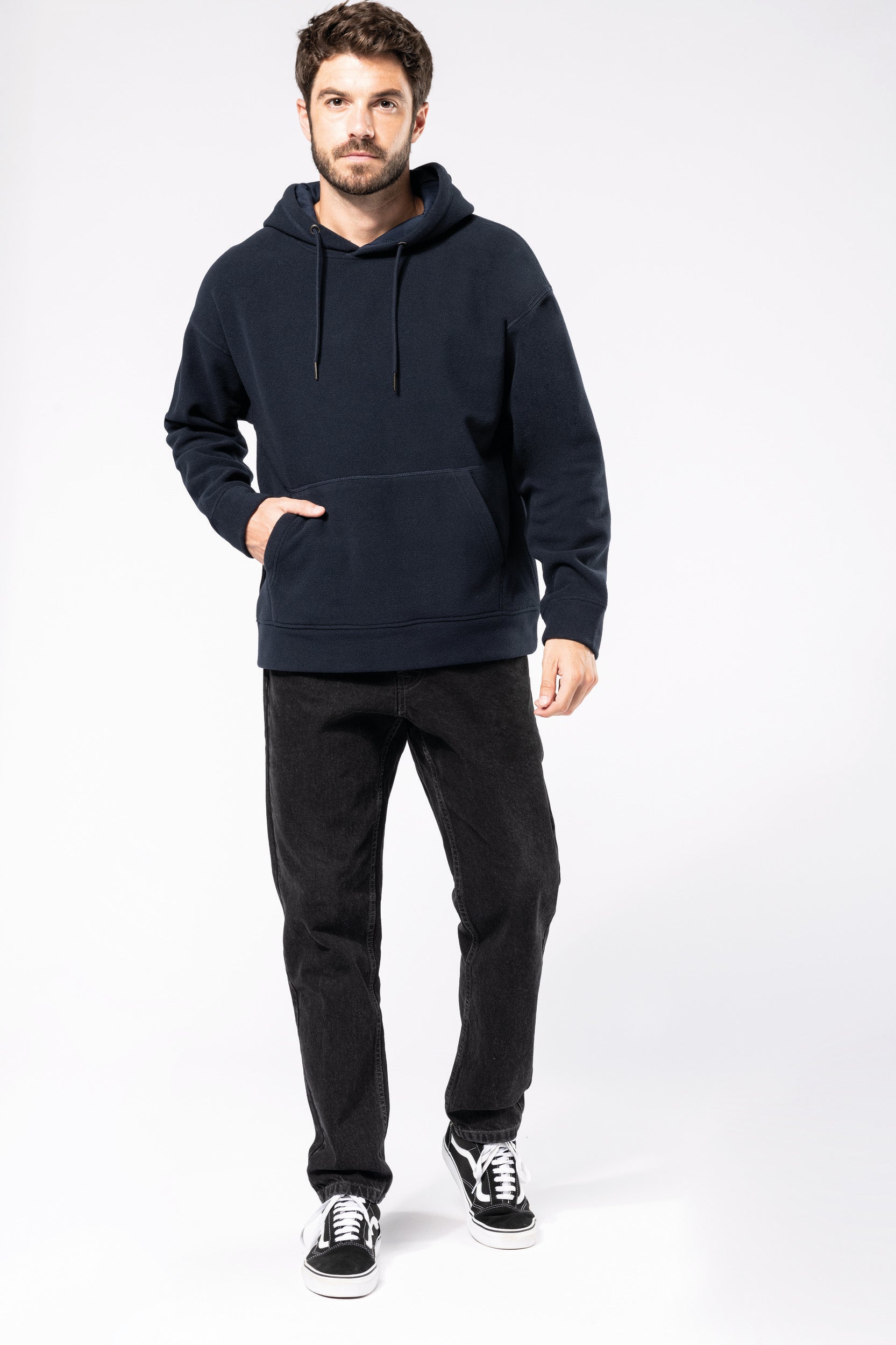 Uniseks gerecycled microfleece oversized sweatshirt met capuchon
