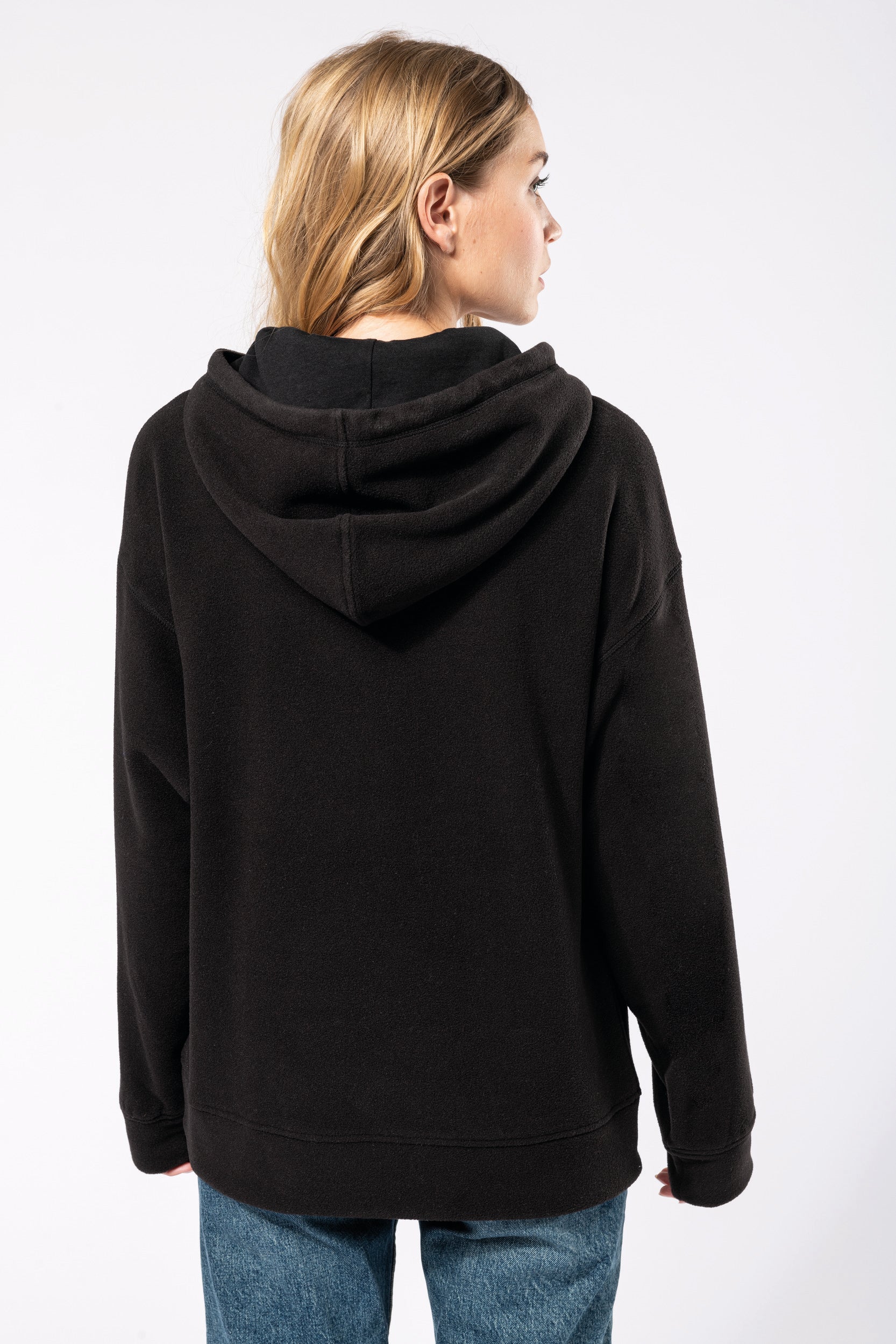 Uniseks gerecycled microfleece oversized sweatshirt met capuchon