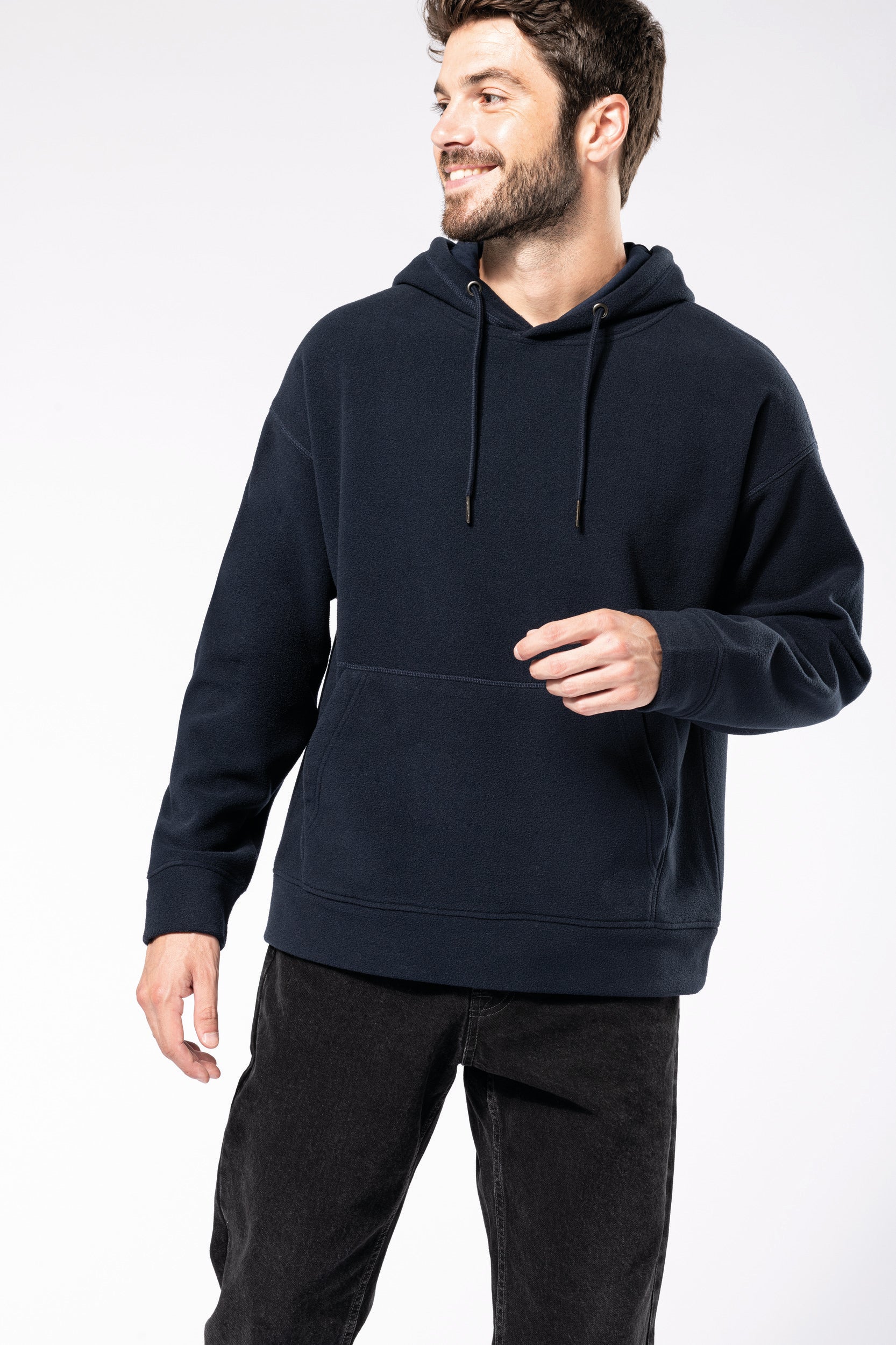 Uniseks gerecycled microfleece oversized sweatshirt met capuchon