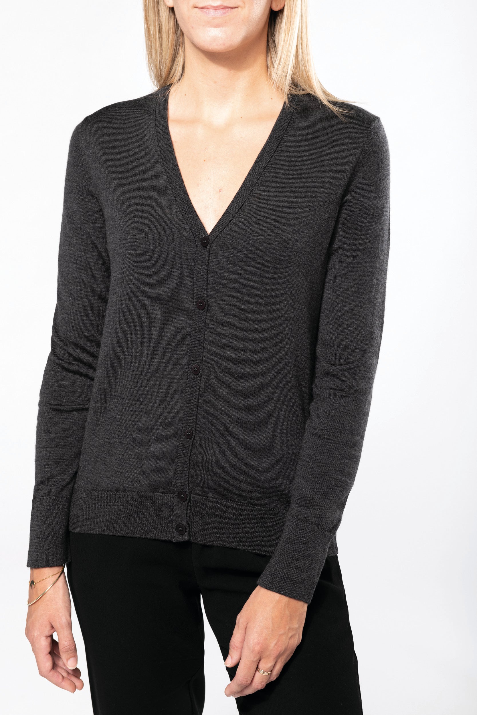 Merino damesvest met knopen