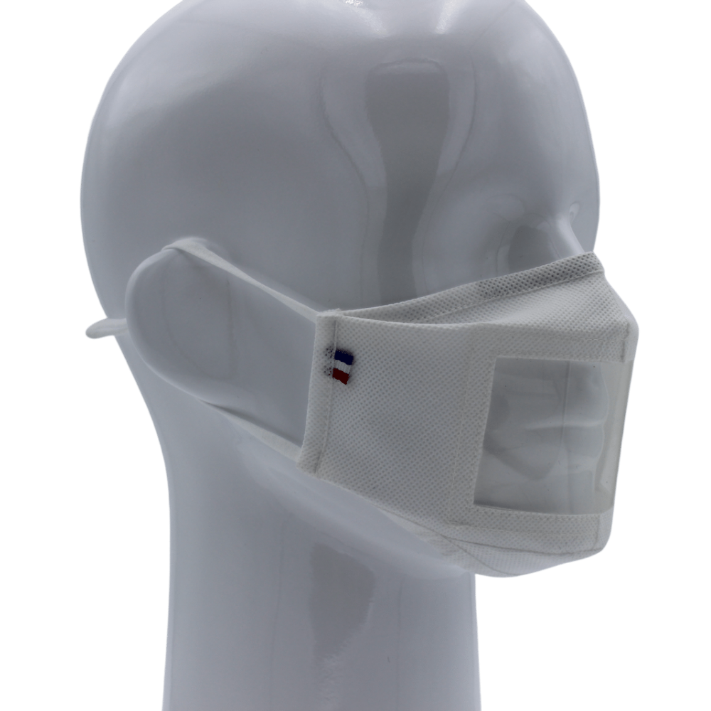 MS Life - Washable Reusable "Transparent Window" Fabric Mask - ONE SIZE - UNS1 - 50 Washes - Made in FRANCE