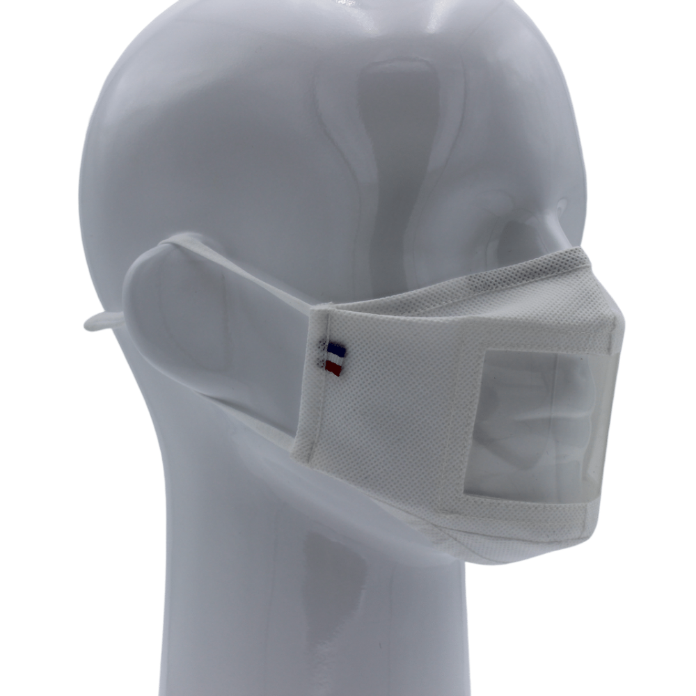 MS Life - Washable Reusable "Transparent Window" Fabric Mask - ONE SIZE - UNS1 - 50 Washes - Made in FRANCE