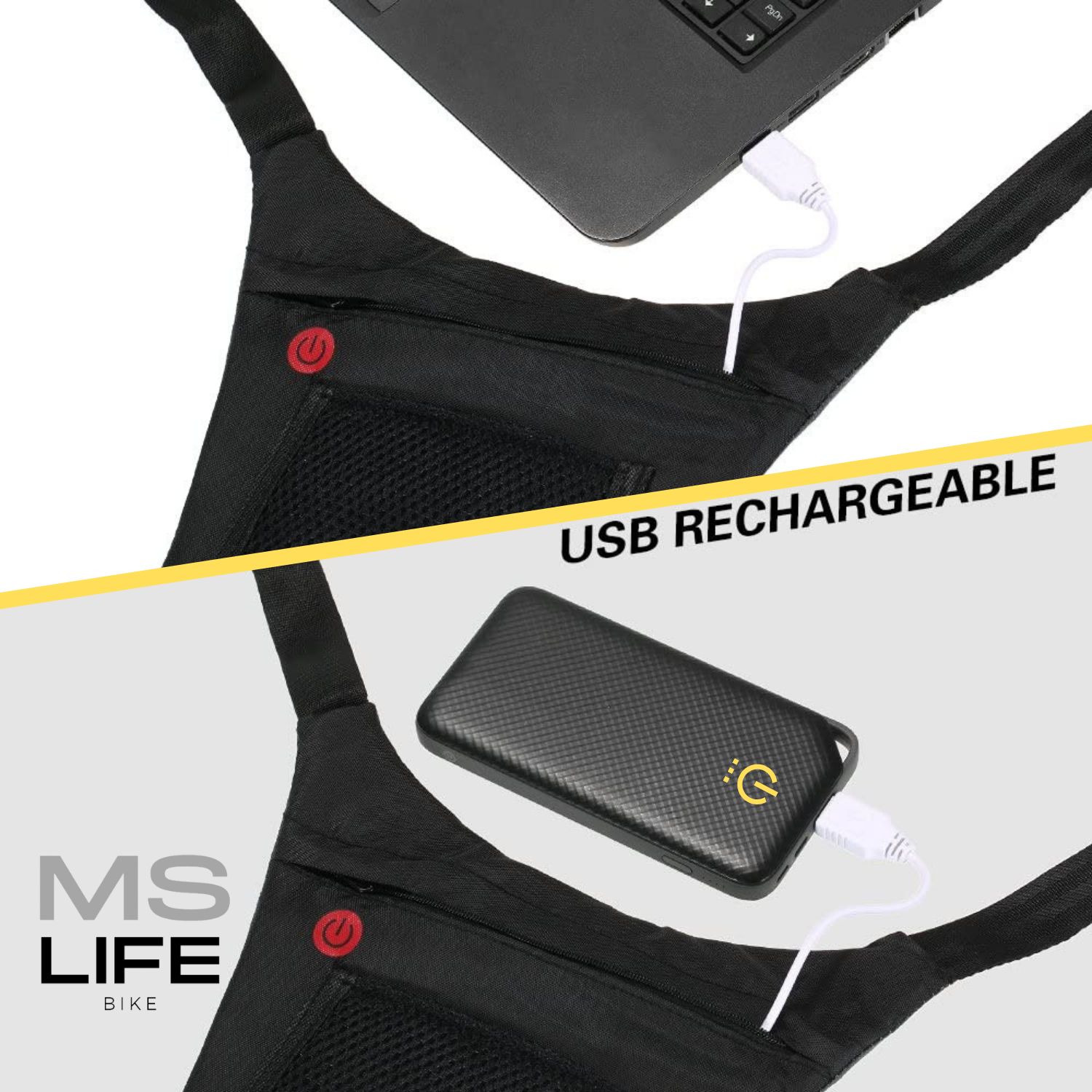 Gilet de Cyclisme USB Rechargeable Réfléchissant Sac à Dos avec LED Clignotant