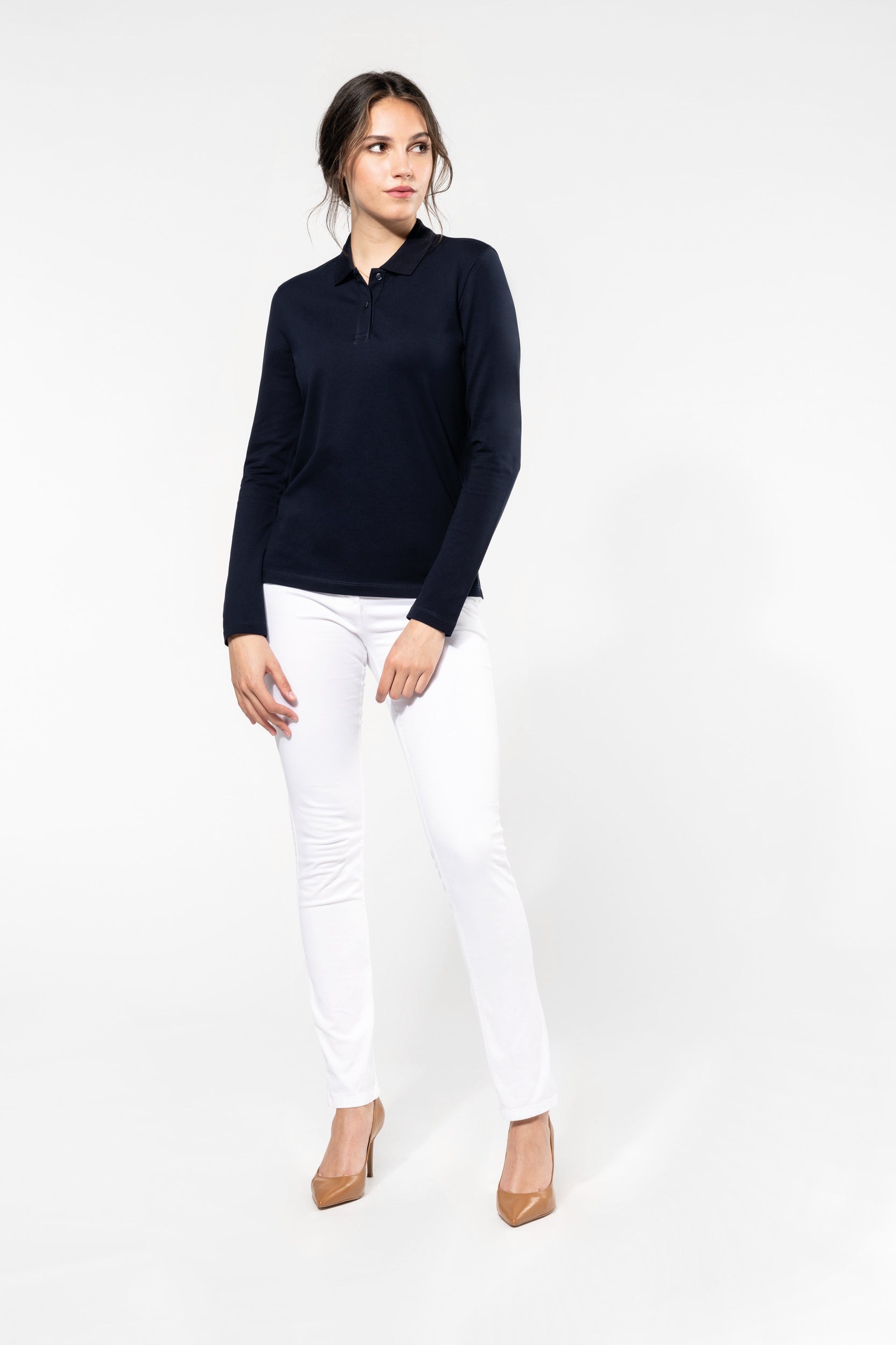 Women's long-sleeved Supima® polo shirt